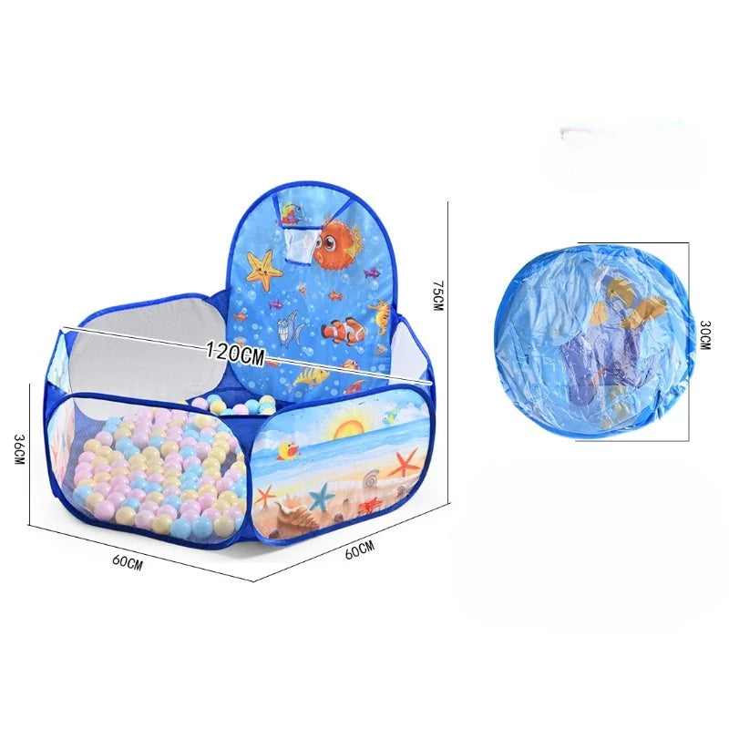 120cm Hexagon Children Ball Pool with Basketball Hoop Portable Foldable Kid Playpen Playground Gym Play Mat Baby Sport Education Taj Home Store
