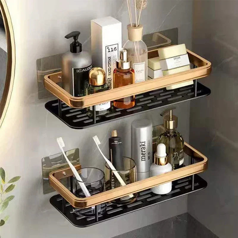 Bathroom Shelf Kitchen Storage Organizer Aluminum Alloy Shampoo Rack Shower Shelf Bathroom Accessories No Drill Shelf Taj Home Store