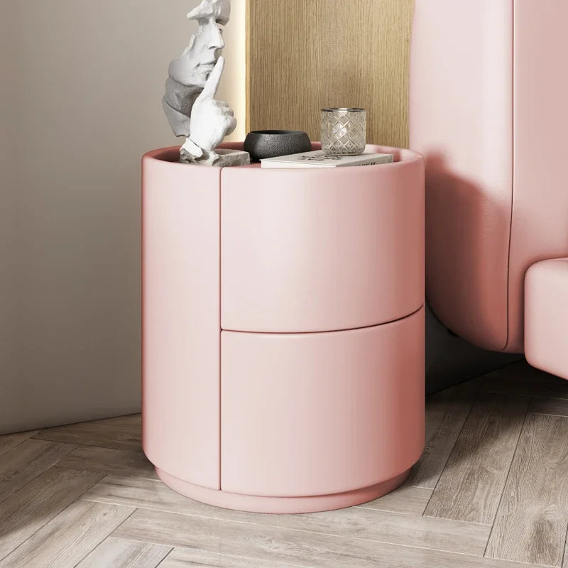 Home Living Room Sofa Side Cabinet, Creative Round Solid Wood Bedside Table, New Simple Modern Small Bedroom Storage Cabinet Taj Home Store