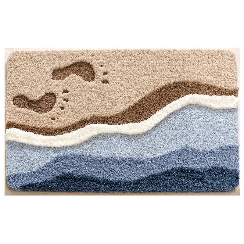Bathroom Mat, Absorbent Anti Slip, Dirt Resistant Door Mat for Bathroom Entrance,Foot Mat, Flocking, Wave Shaped,Home Decoration Taj Home Store