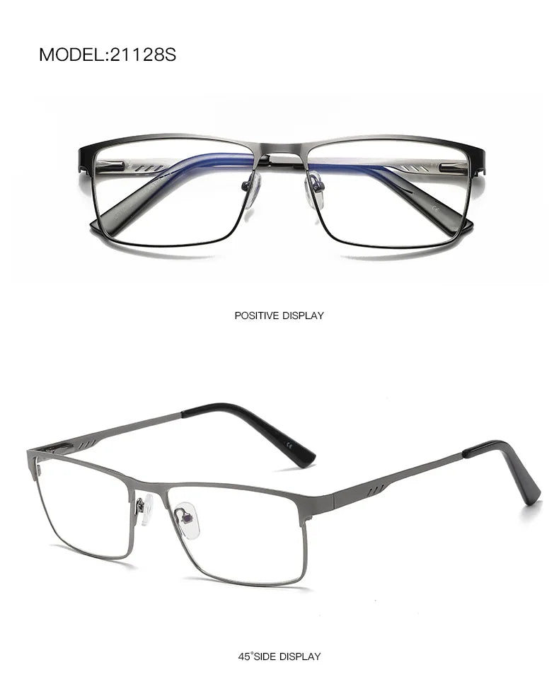 Men Square Metal Large Frame Myopia Glasses Spring Leg Elderly Near Sight Eyewear Blue Light Blocking Eye Protection Eyeglasses Taj Home Store