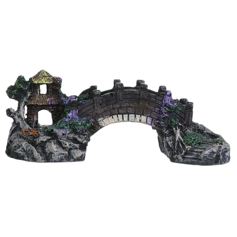 Aquarium Accessories Arbor Tree Plant Fake Landscaping Fish Tank Ornament Artificial Bridge Rockery Resin Aquarium Ornaments Taj Home Store