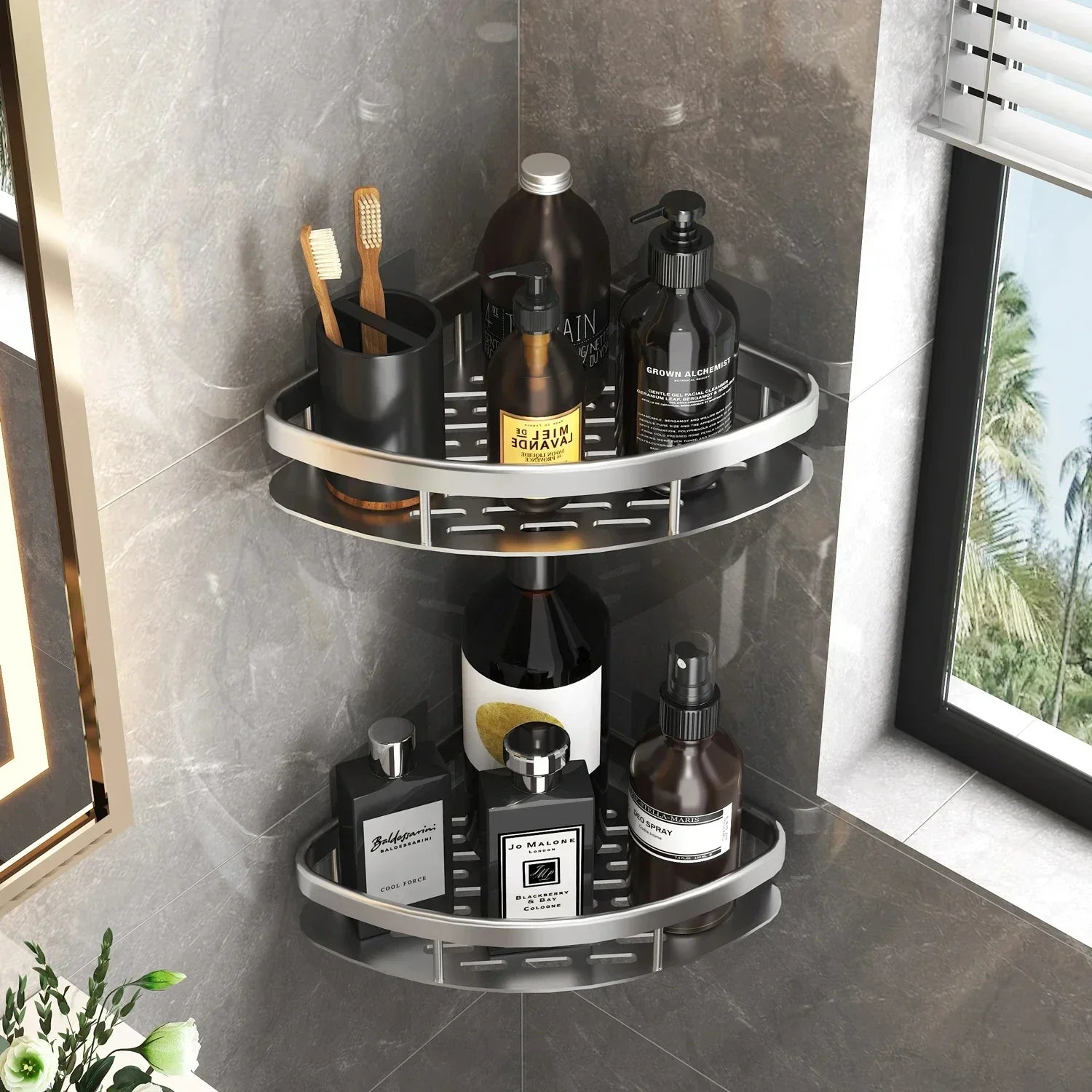 Bathroom Shelf Kitchen Storage Organizer Aluminum Alloy Shampoo Rack Shower Shelf Bathroom Accessories No Drill Shelf Taj Home Store