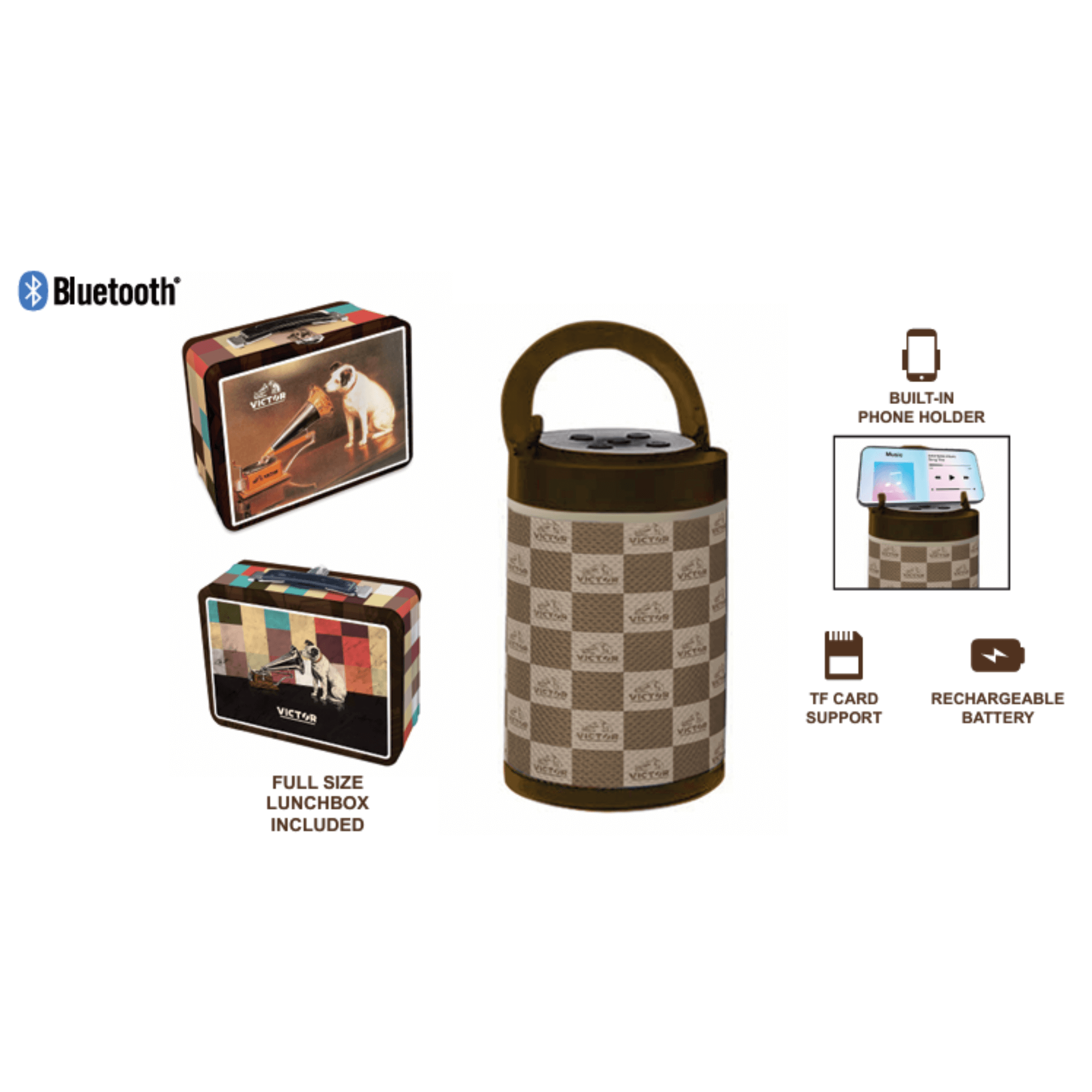 Victor Bluetooth Speaker with Retro Lunchbox Combo Jupiter Gear Home
