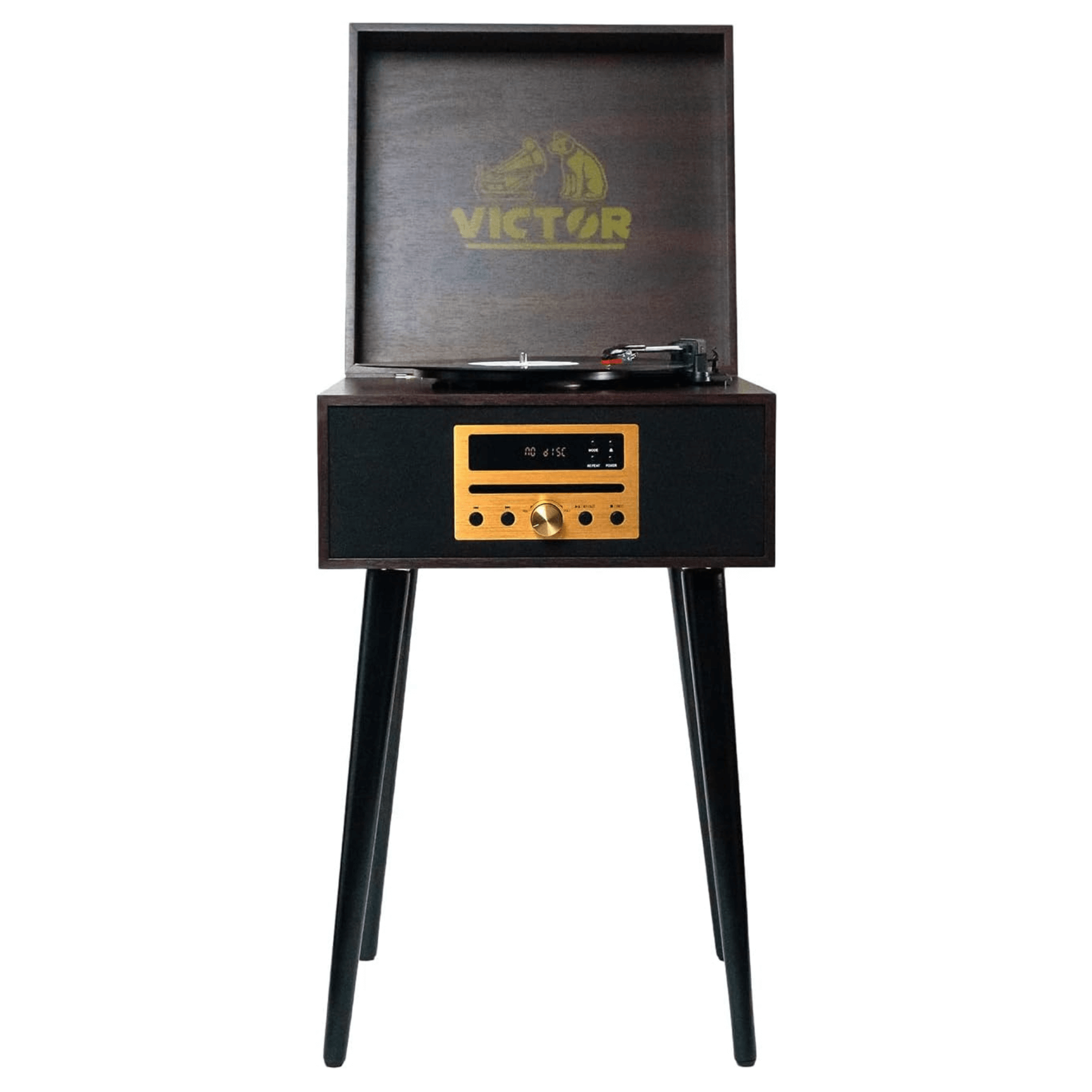 Victor Newbury 8-in-1 Music Center w Chair-Height Legs, USB Slot & AM FM Radio Jupiter Gear Home