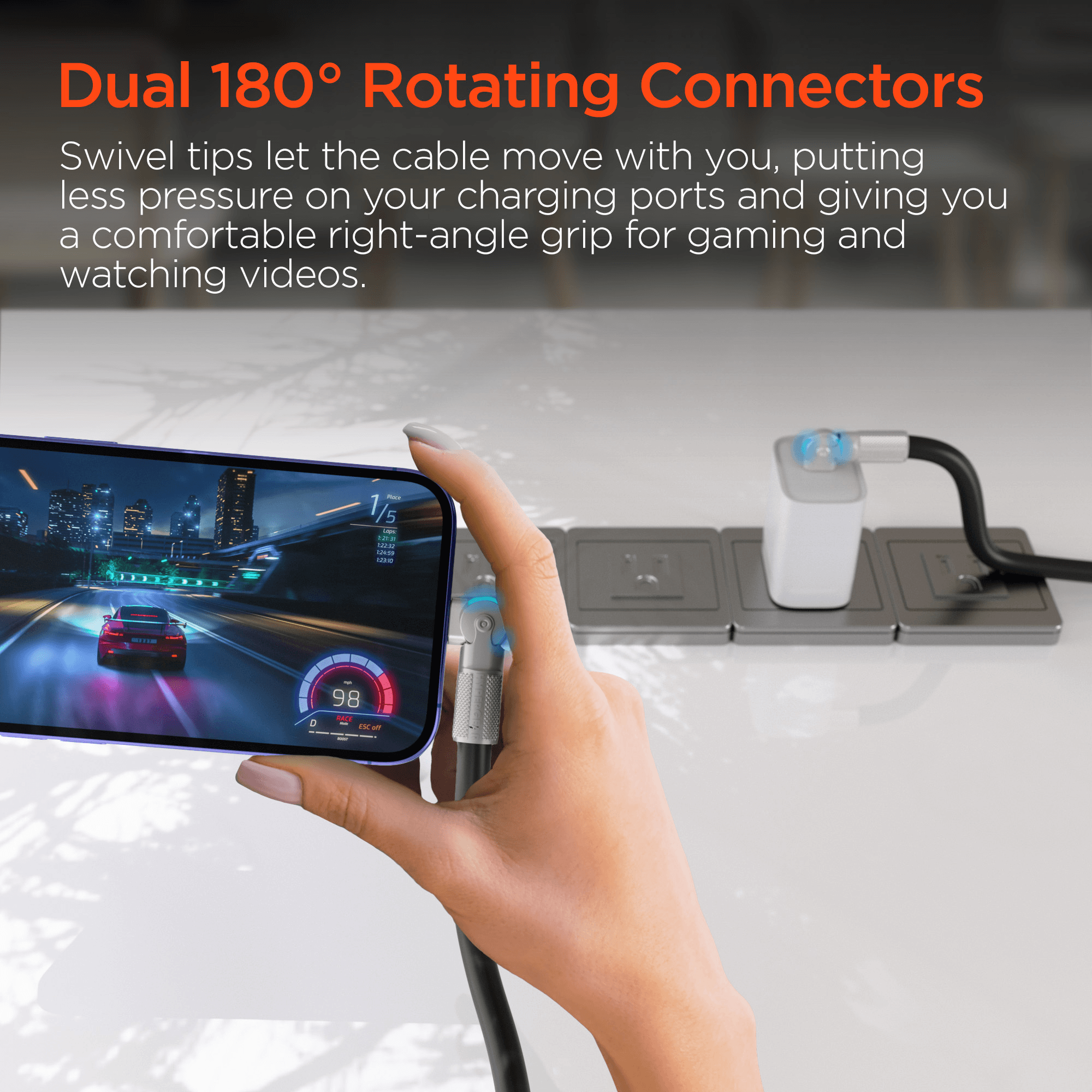 HyperGear Chunky180° 100W USB-C to USB-C Rugged Fast Charge Cable 6ft Jupiter Gear Home