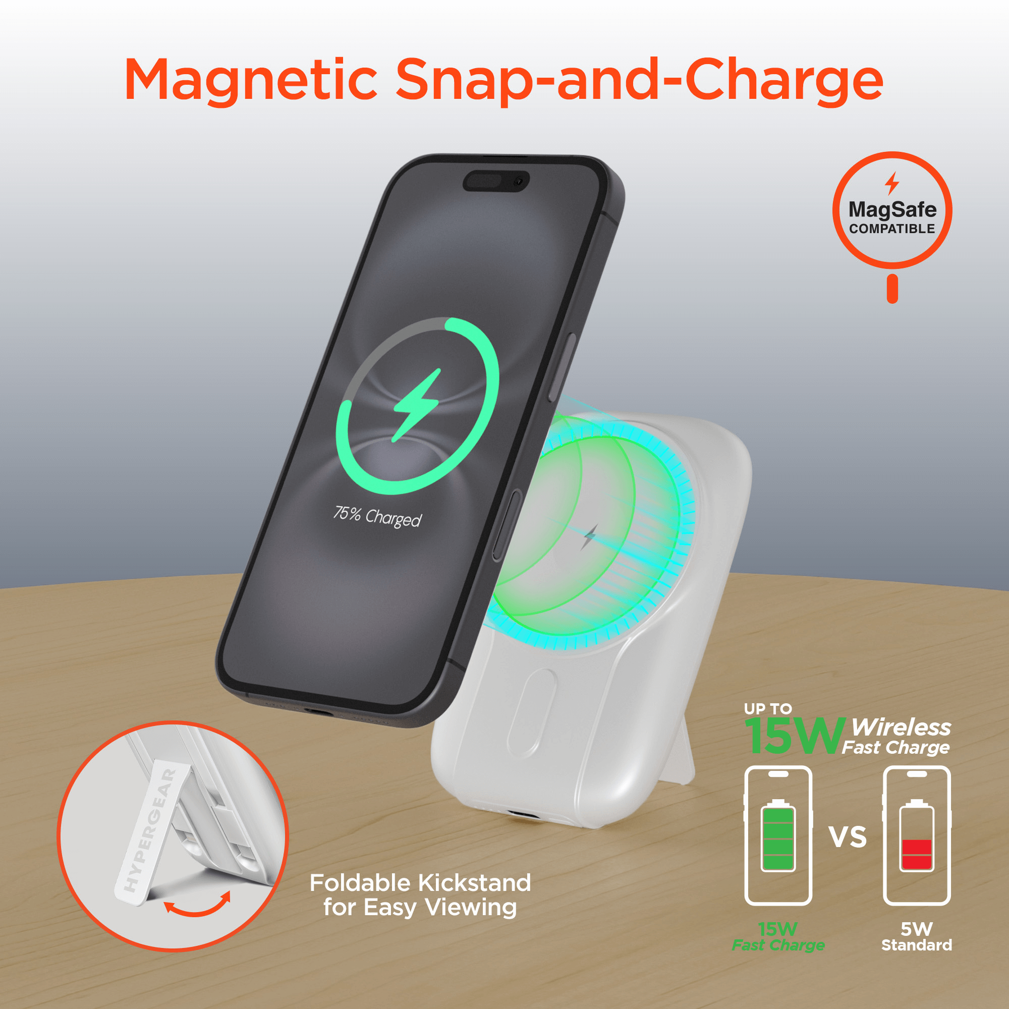 HyperGear Mag Grip Go 5000mAh Wireless Power Bank Jupiter Gear Home