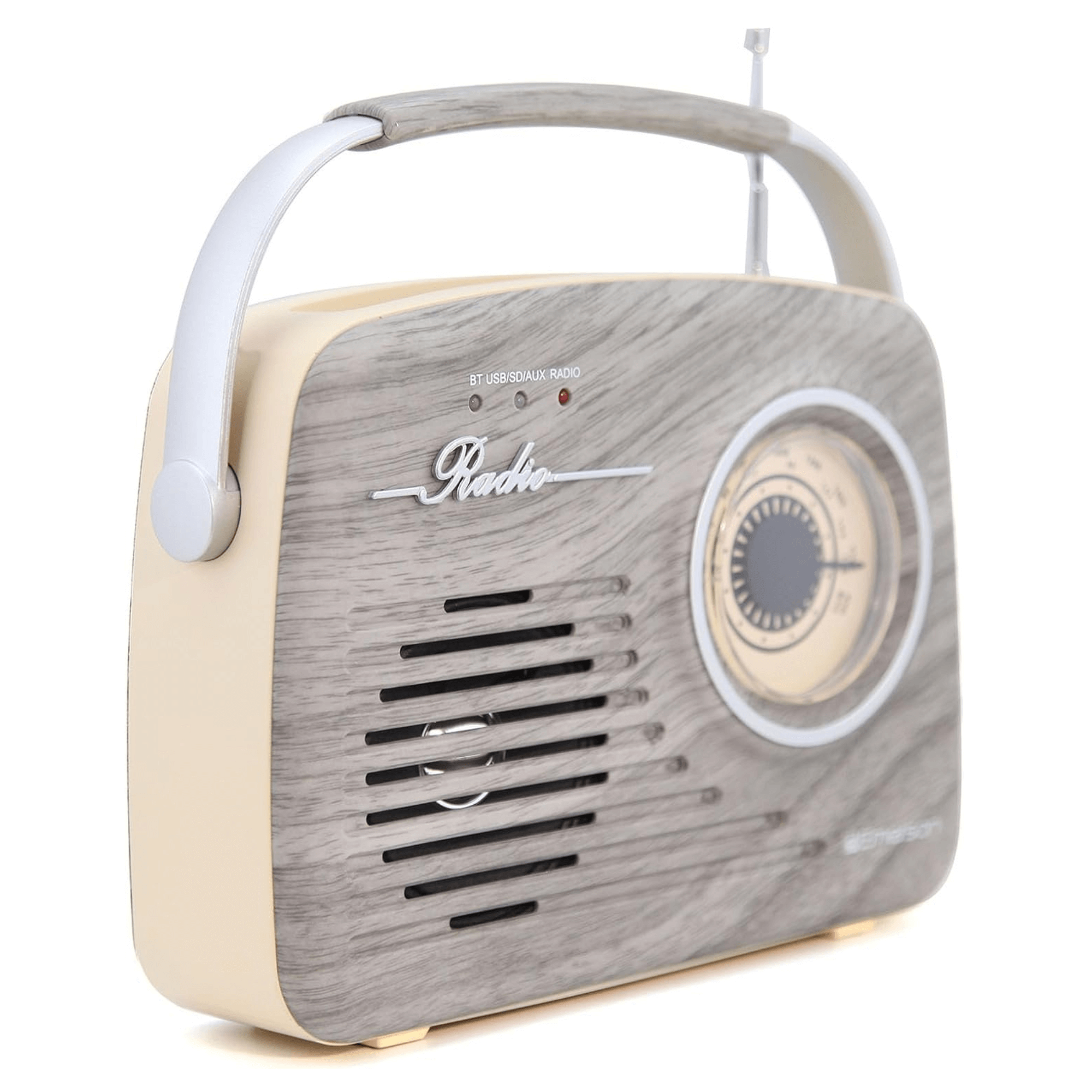Emerson Portable Retro Radio with Built-In Rechargeable Battery and Memory Set Jupiter Gear Home