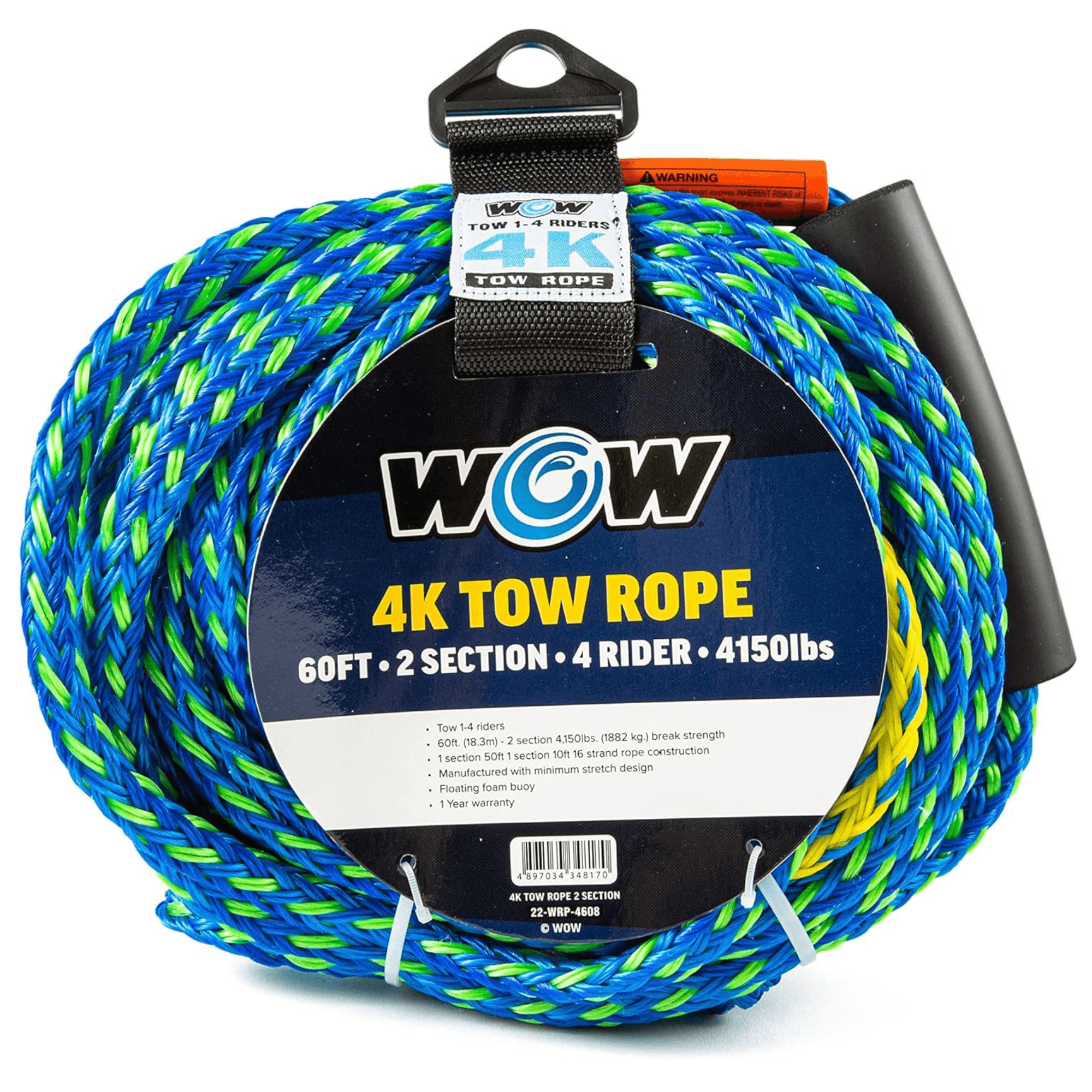 WOW Watersports 60ft 4-Rider 4K Tow Rope with 2 Sections Jupiter Gear Home