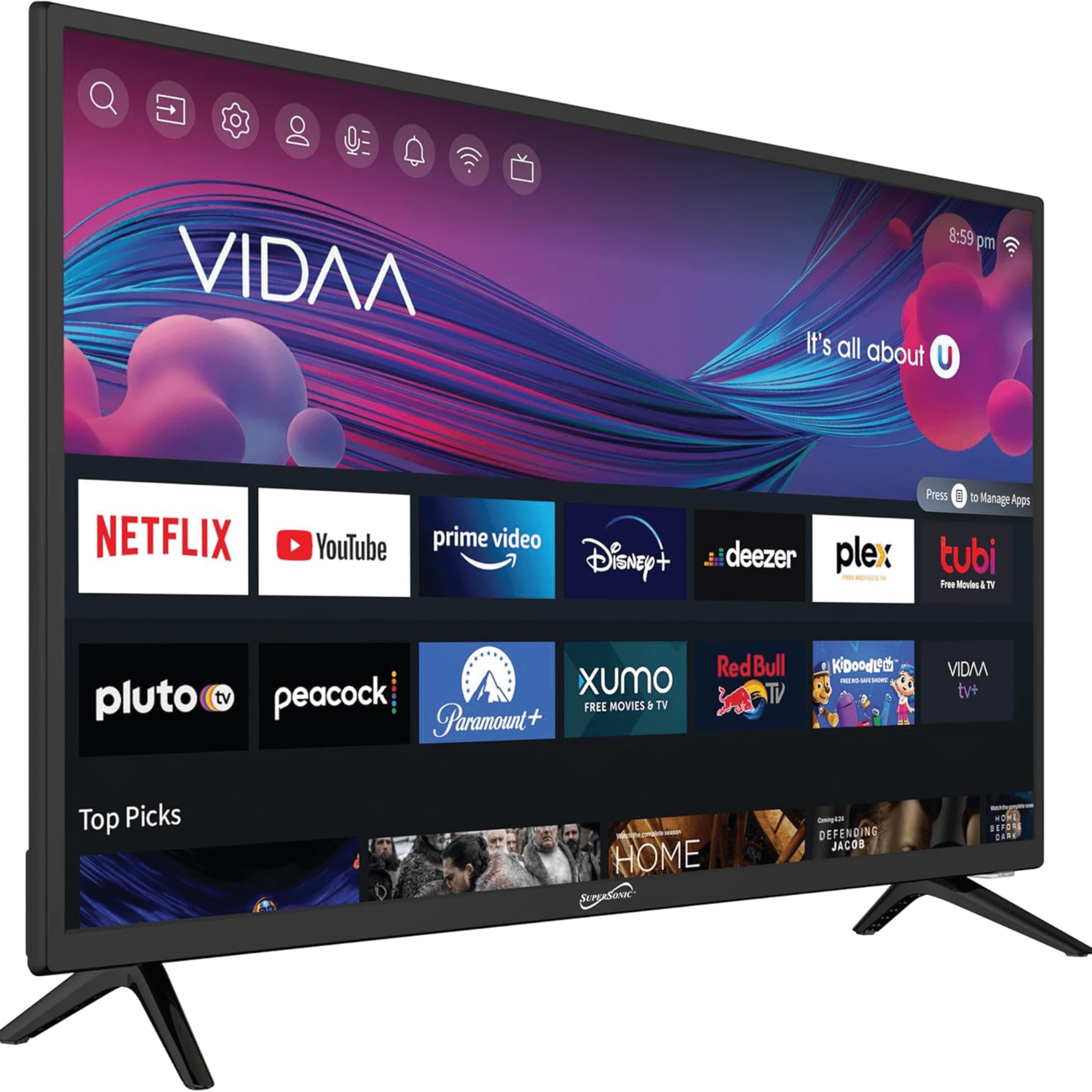 Supersonic 32-inch DLED Smart HDTV with DVD Player ATSC and NTSC System ACDC Compatible Jupiter Gear Home