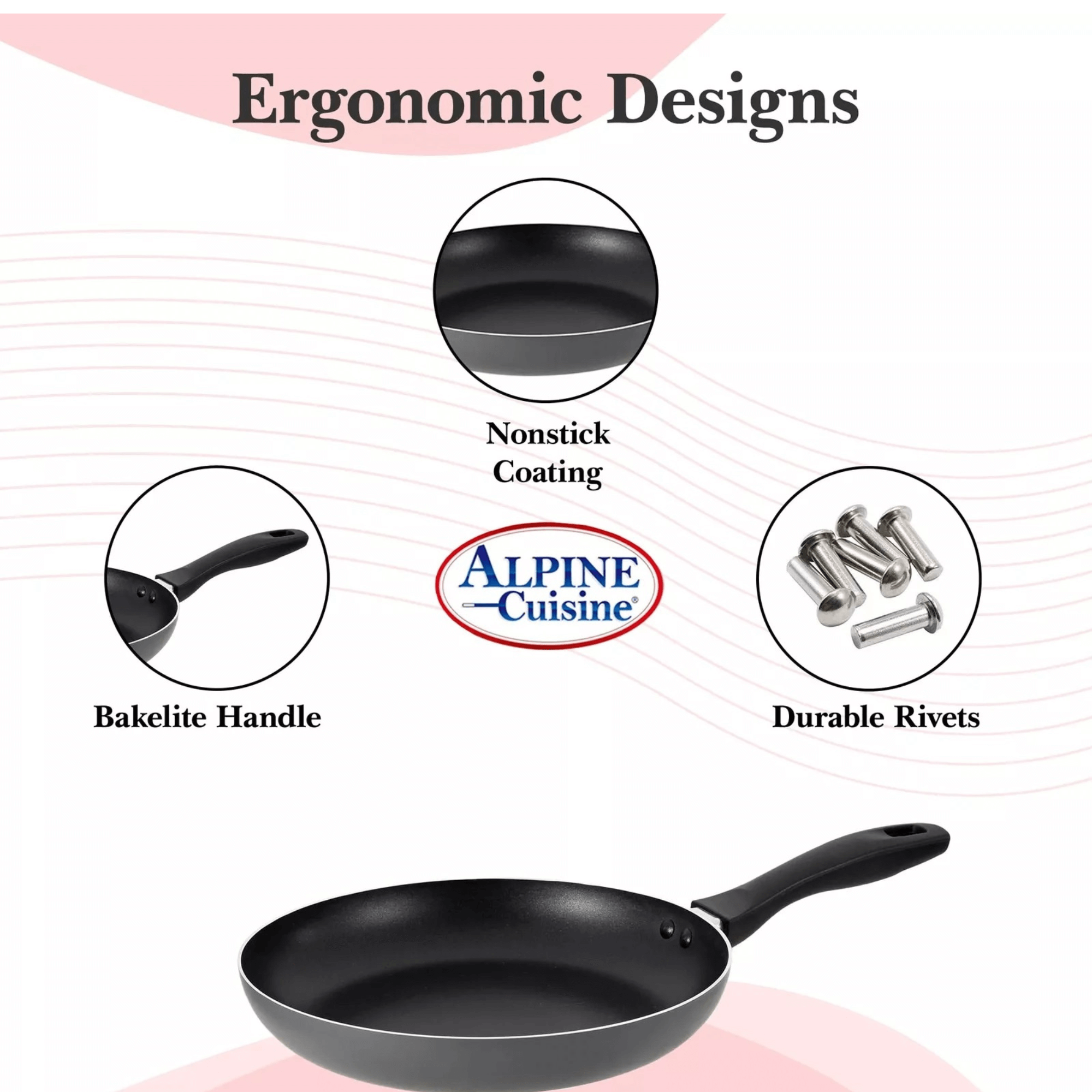 Alpine Cuisine Non-Stick 3-Piece Aluminum Fry Pan Set Jupiter Gear Home