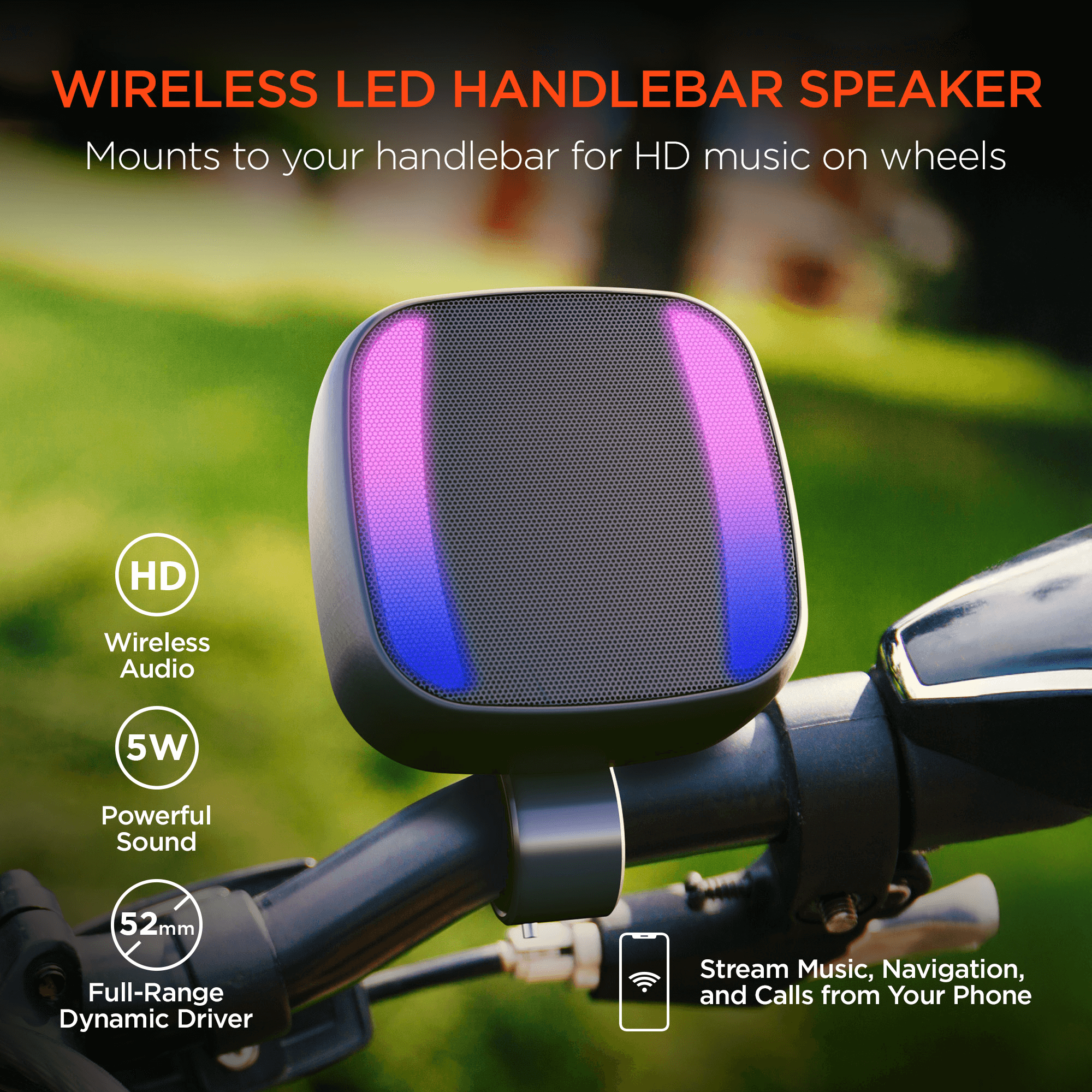 HyperGear Spin Cycle LED Wireless Bike Speaker Jupiter Gear Home