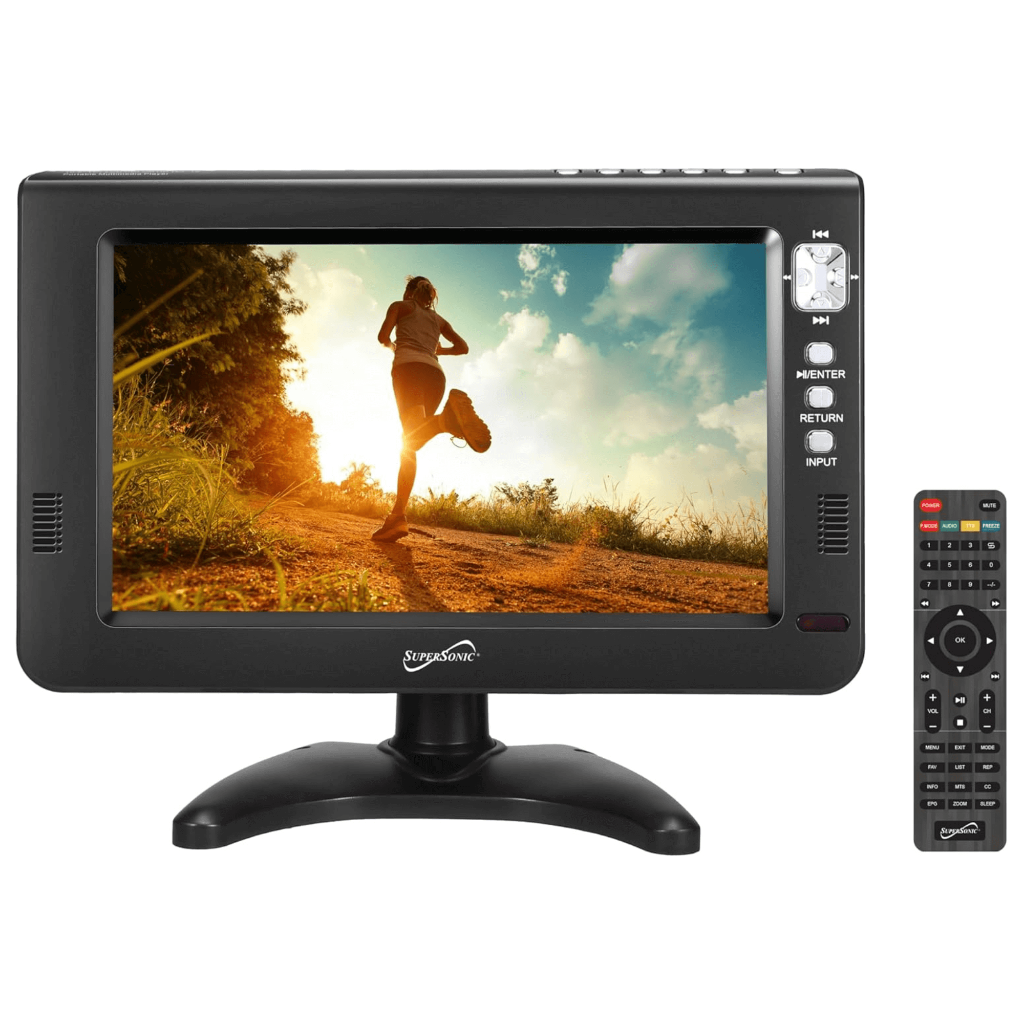Supersonic Portable 9-inch LCD TV with Built-in Digital Tuner Rechargeable Battery ACDC Operation for Car Travel Jupiter Gear Home
