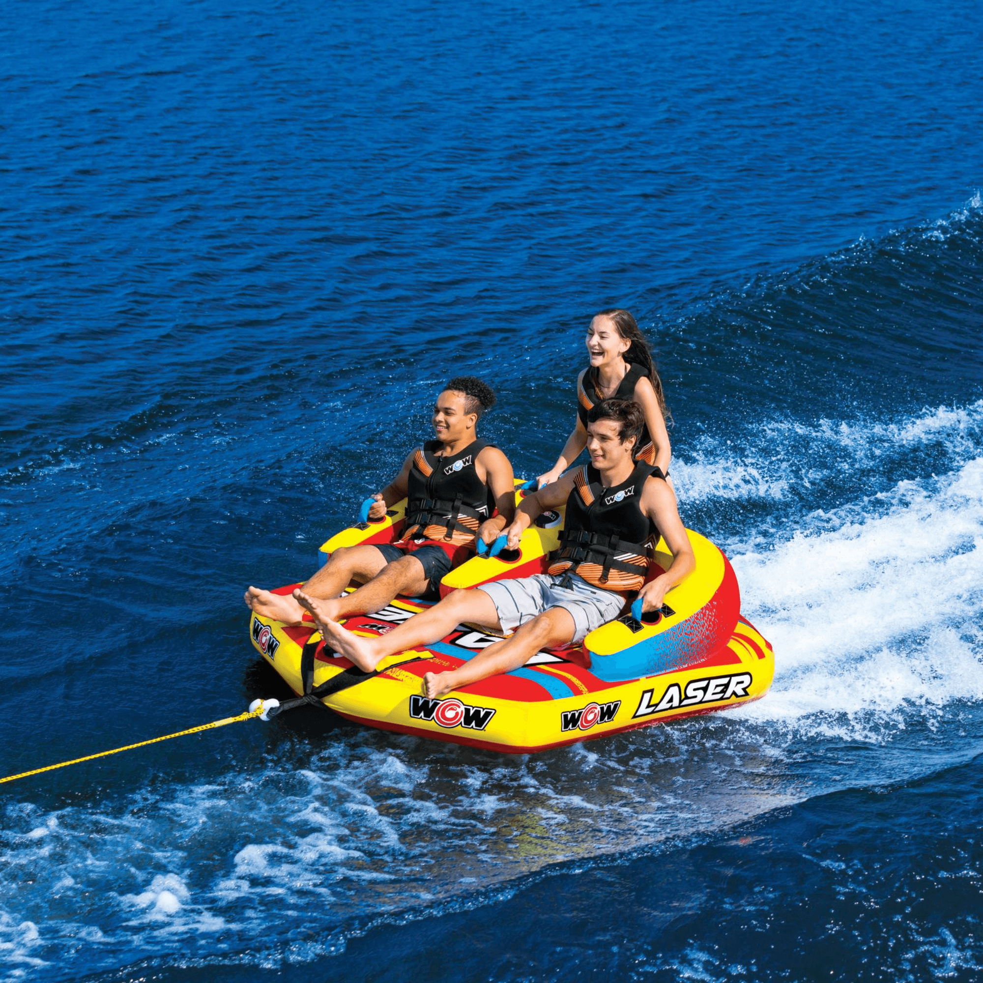 WOW Watersports Laser 3-Person Towable for Sitting and Kneeling Riding Positions Jupiter Gear Home
