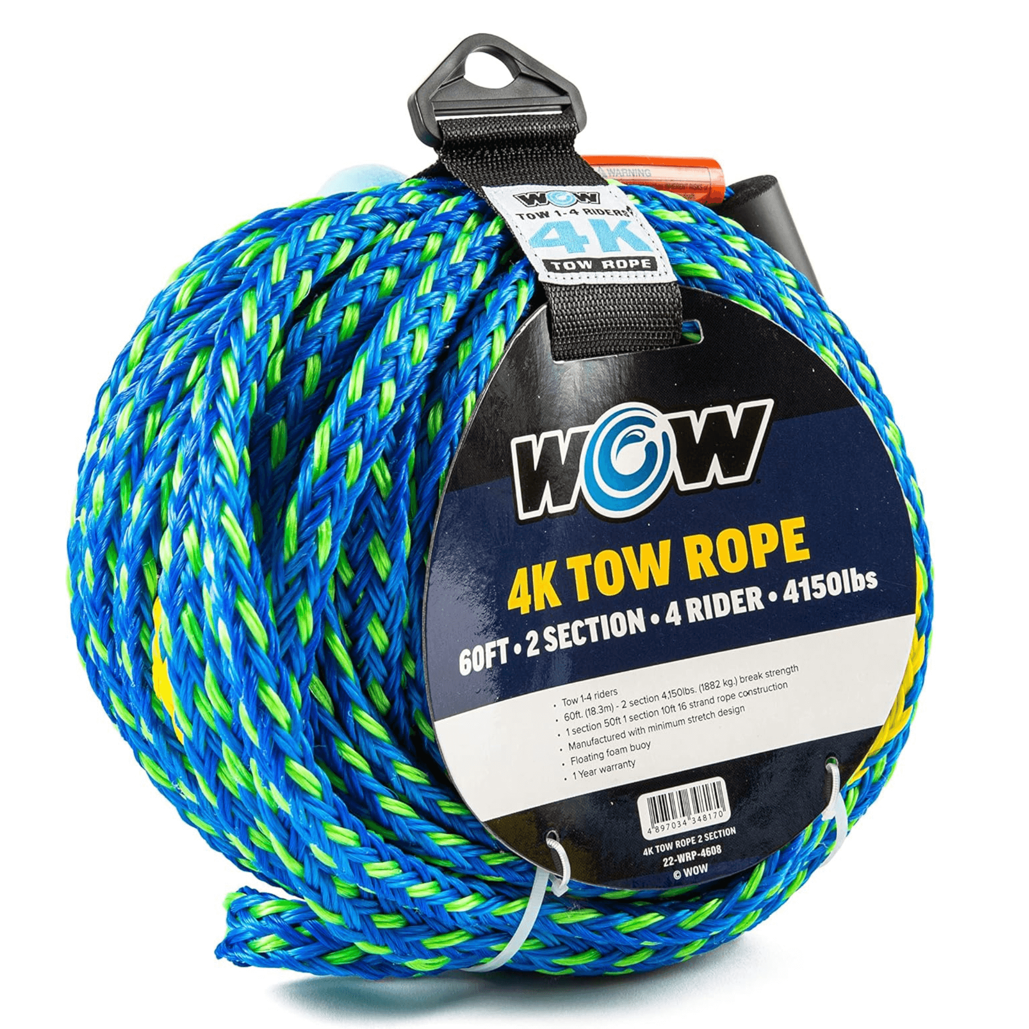 WOW Watersports 60ft 4-Rider 4K Tow Rope with 2 Sections Jupiter Gear Home