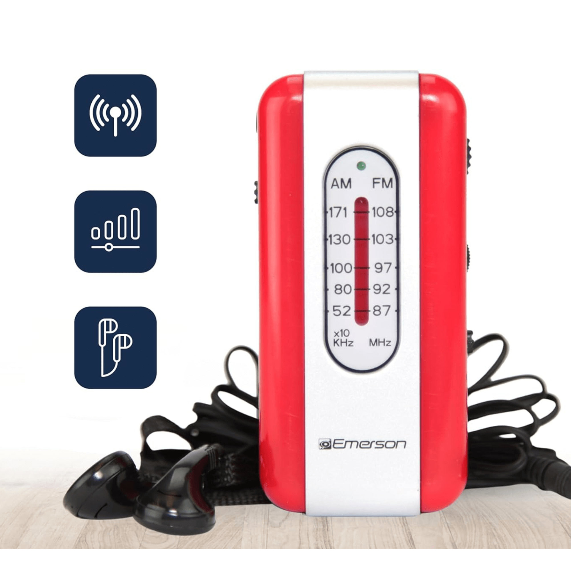 Emerson Portable AMFM Radio with Earbuds and Wide Frequency Range of Stations Jupiter Gear Home