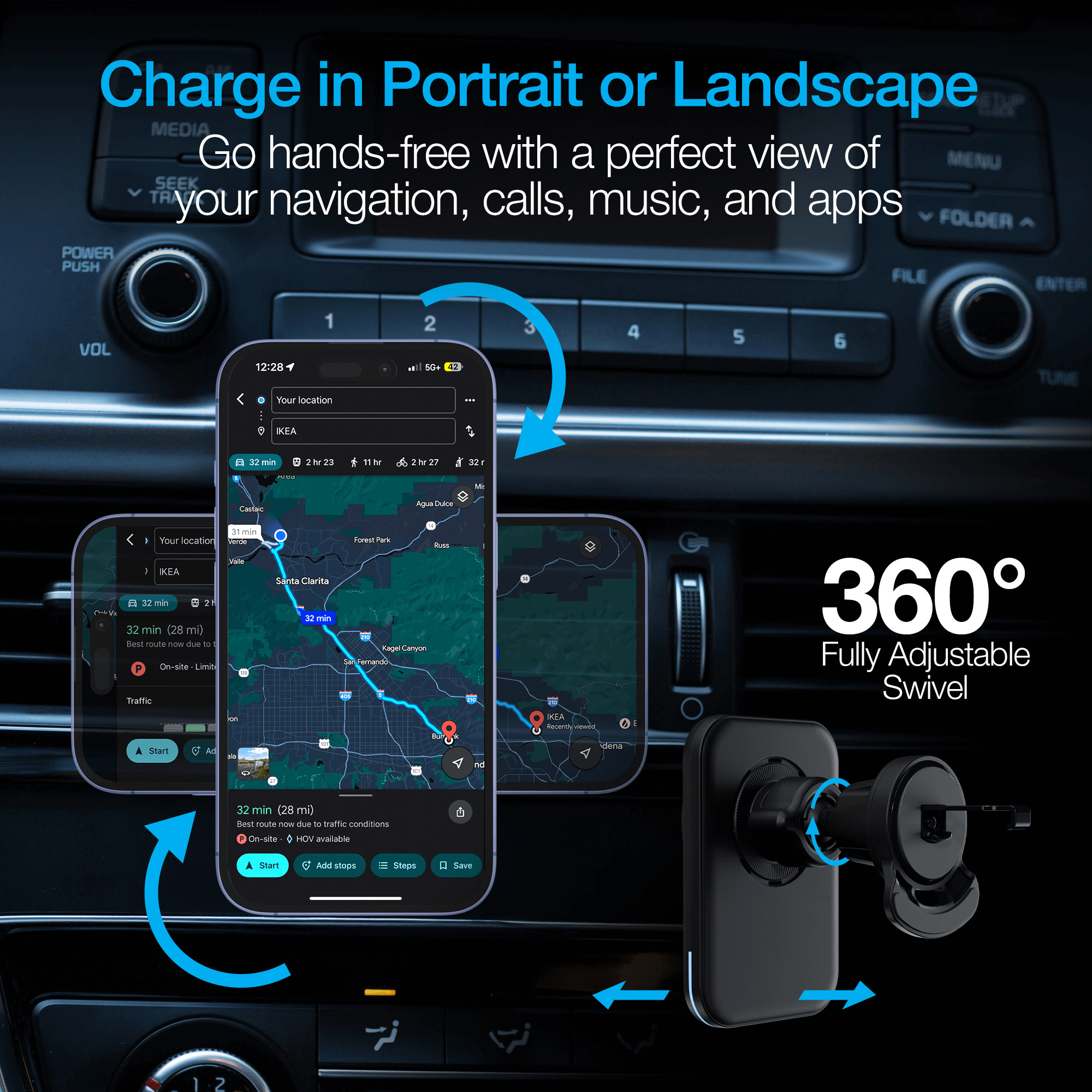 Naztech MagLock CAR 15W Magnetic Wireless Fast Charging Vent Mount with Qi2 Jupiter Gear Home