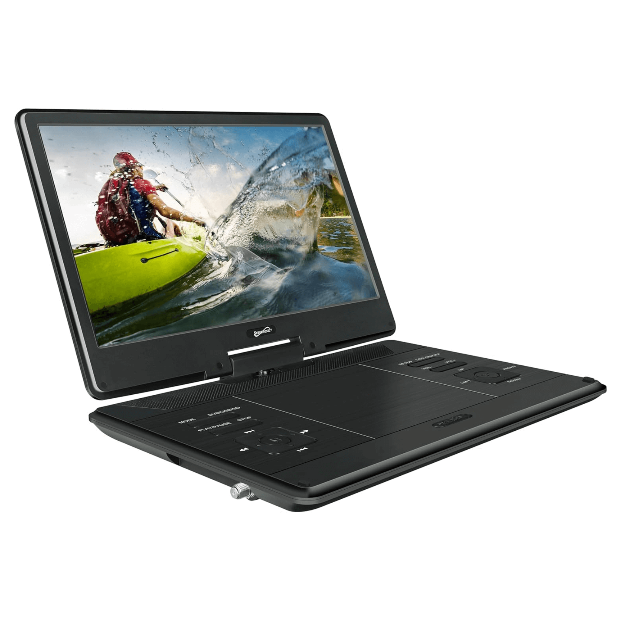 Supersonic 14-Inch Portable LED DVD Player with Built-in Hybrid TV Tuners ACDC Compatible Jupiter Gear Home