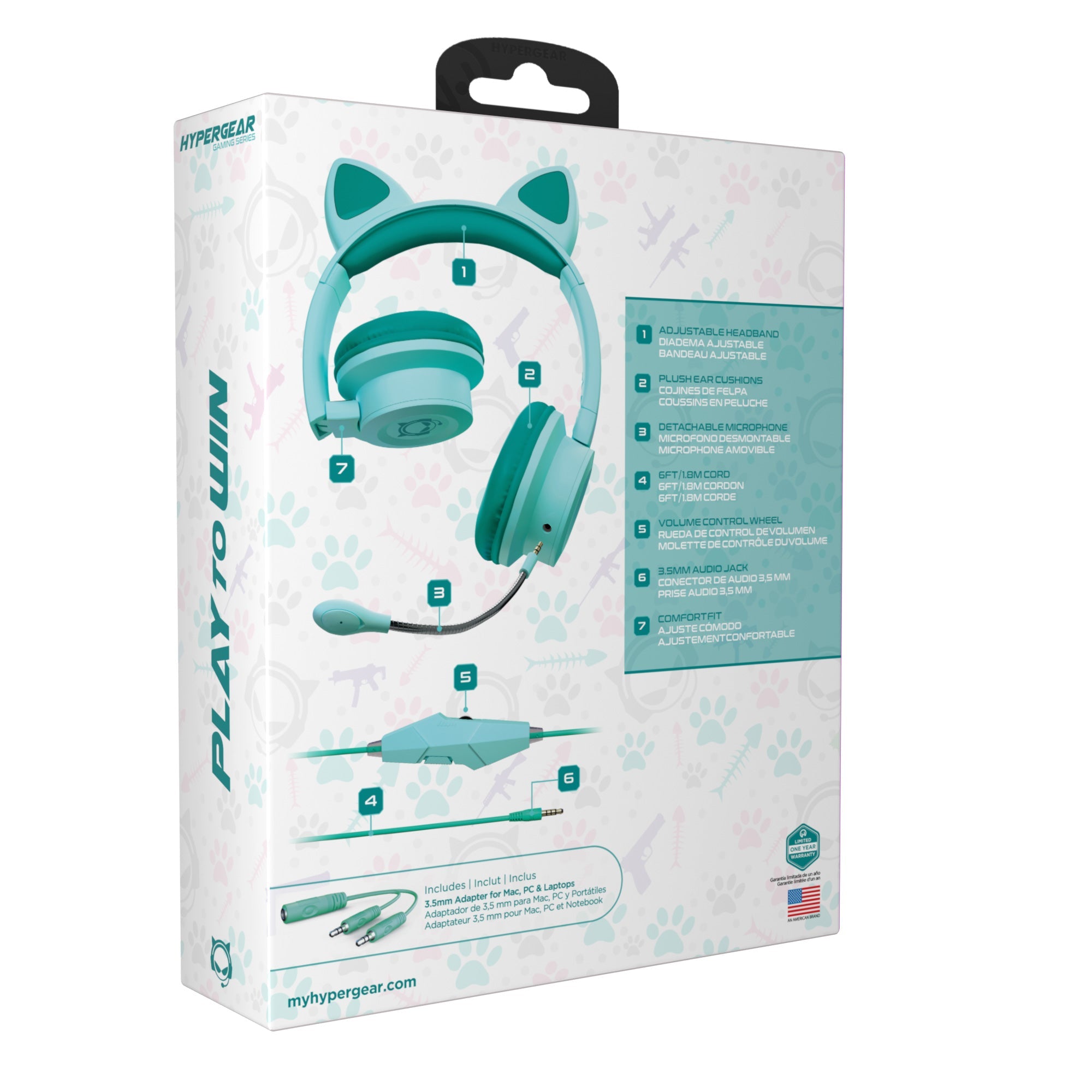 HyperGear Kombat Kitty Gaming Headset with Detachable Mic Jupiter Gear Home