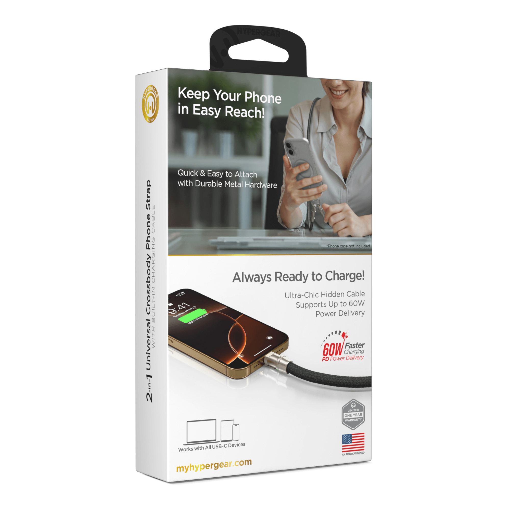 HyperGear 2-in-1 Universal Crossbody Phone Strap and Charging Cable Jupiter Gear Home