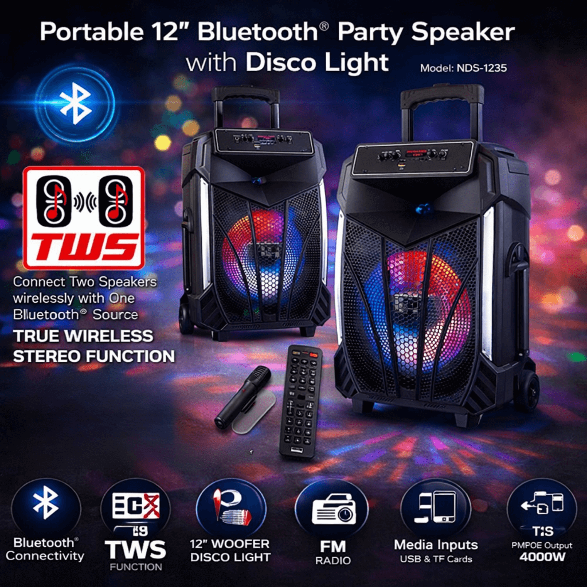 Naxa Portable 12" Bluetooth Party Speaker - Refurbished Jupiter Gear Home