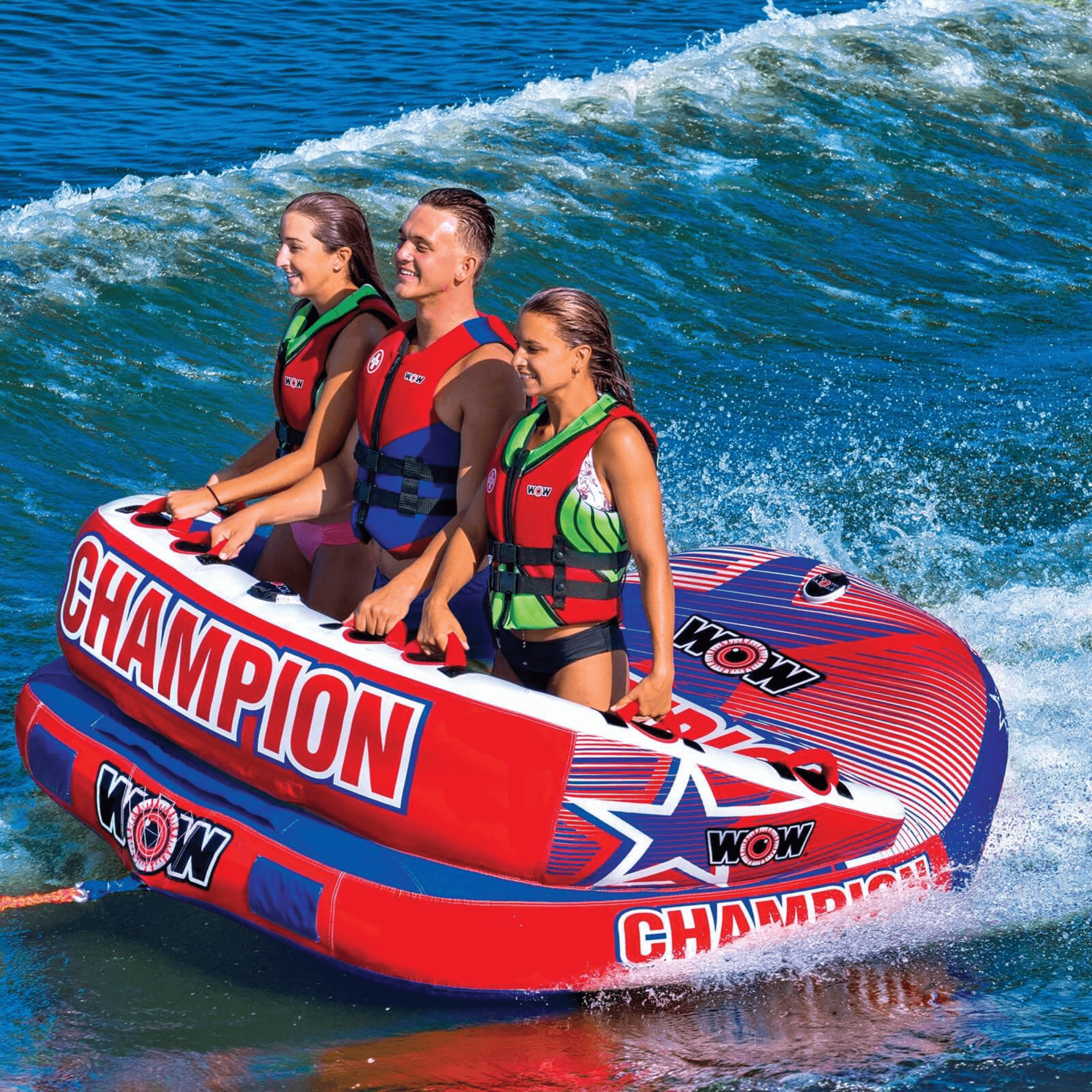 WOW Watersports Champion 3-Person Towable with EZ Up Nose Jupiter Gear Home
