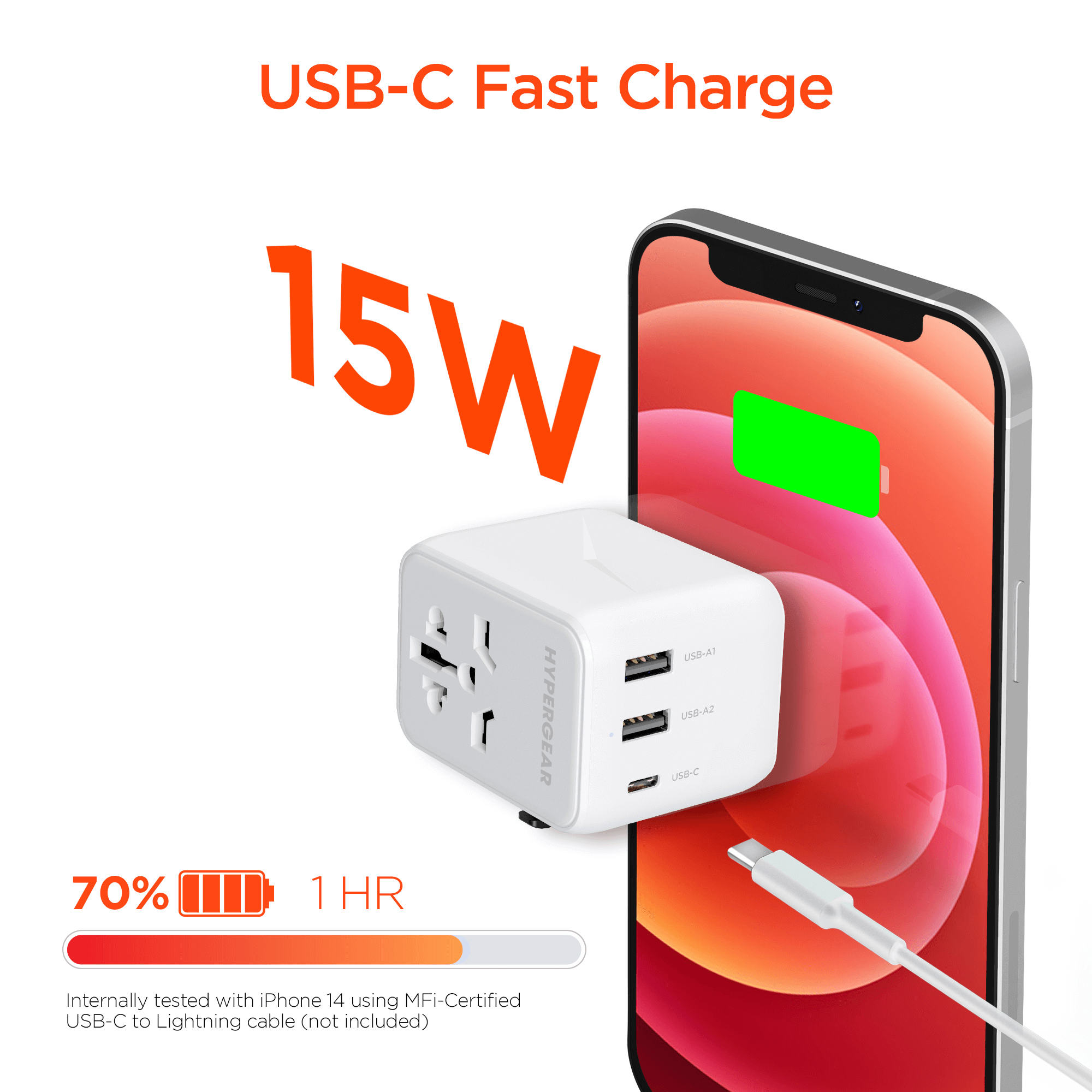 HyperGear WorldCharge Universal Travel Adapter with USB-C Jupiter Gear Home