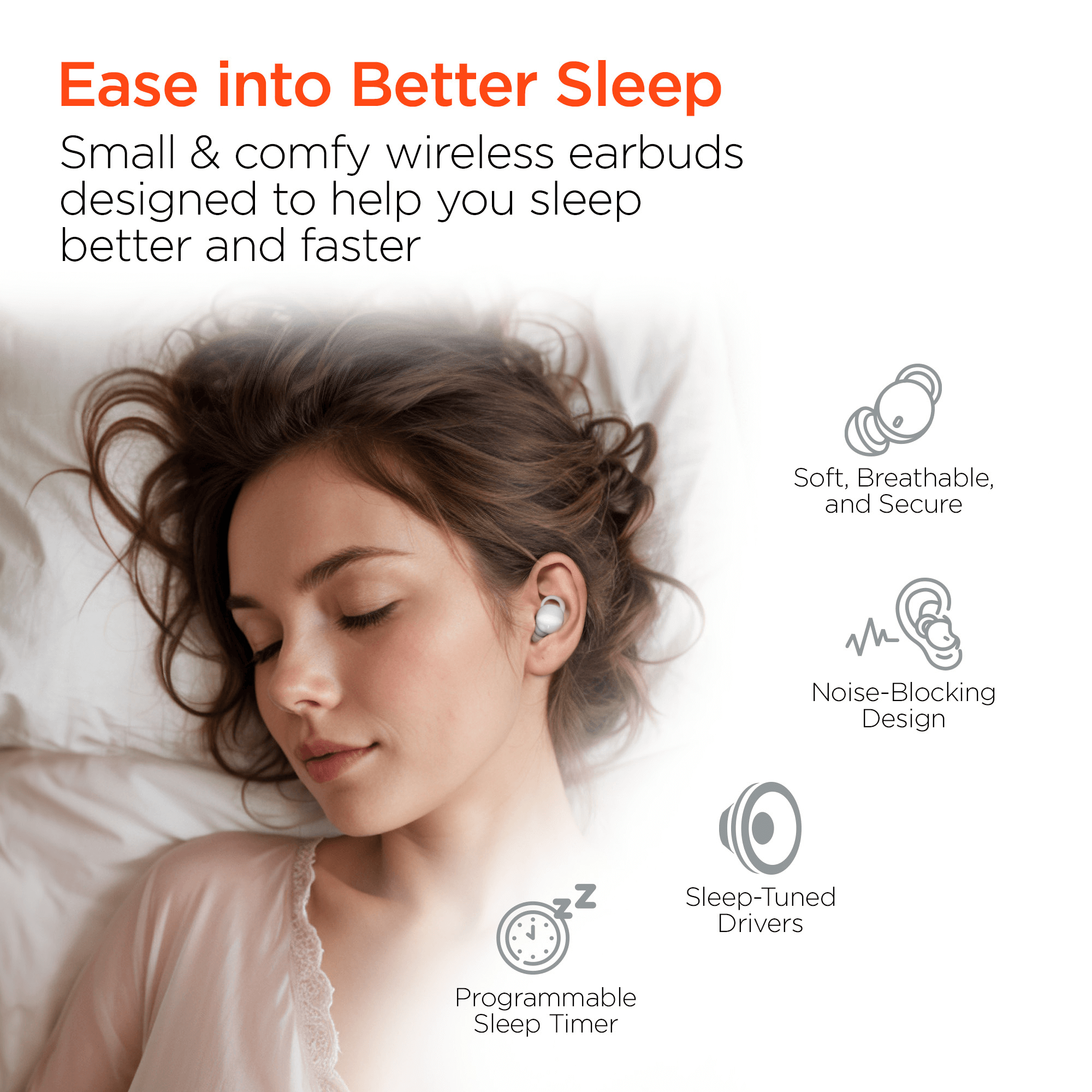 HyperGear SleepEEZ Mini Noise-Blocking True Wireless Earbuds for Sleeping Jupiter Gear Home