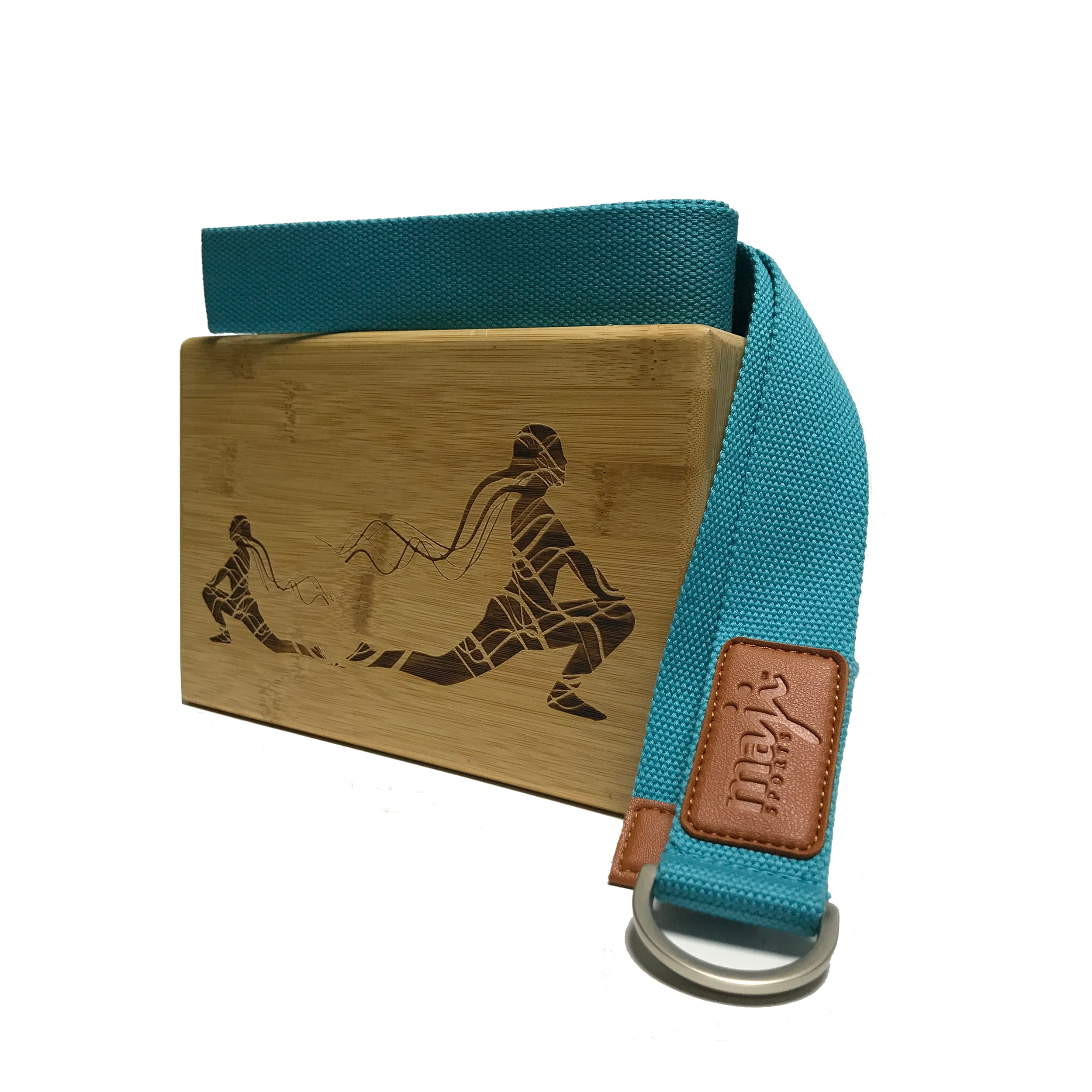 Maji Sports Laser Engraved Bamboo Yoga Block & Strap Combo Jupiter Gear Home