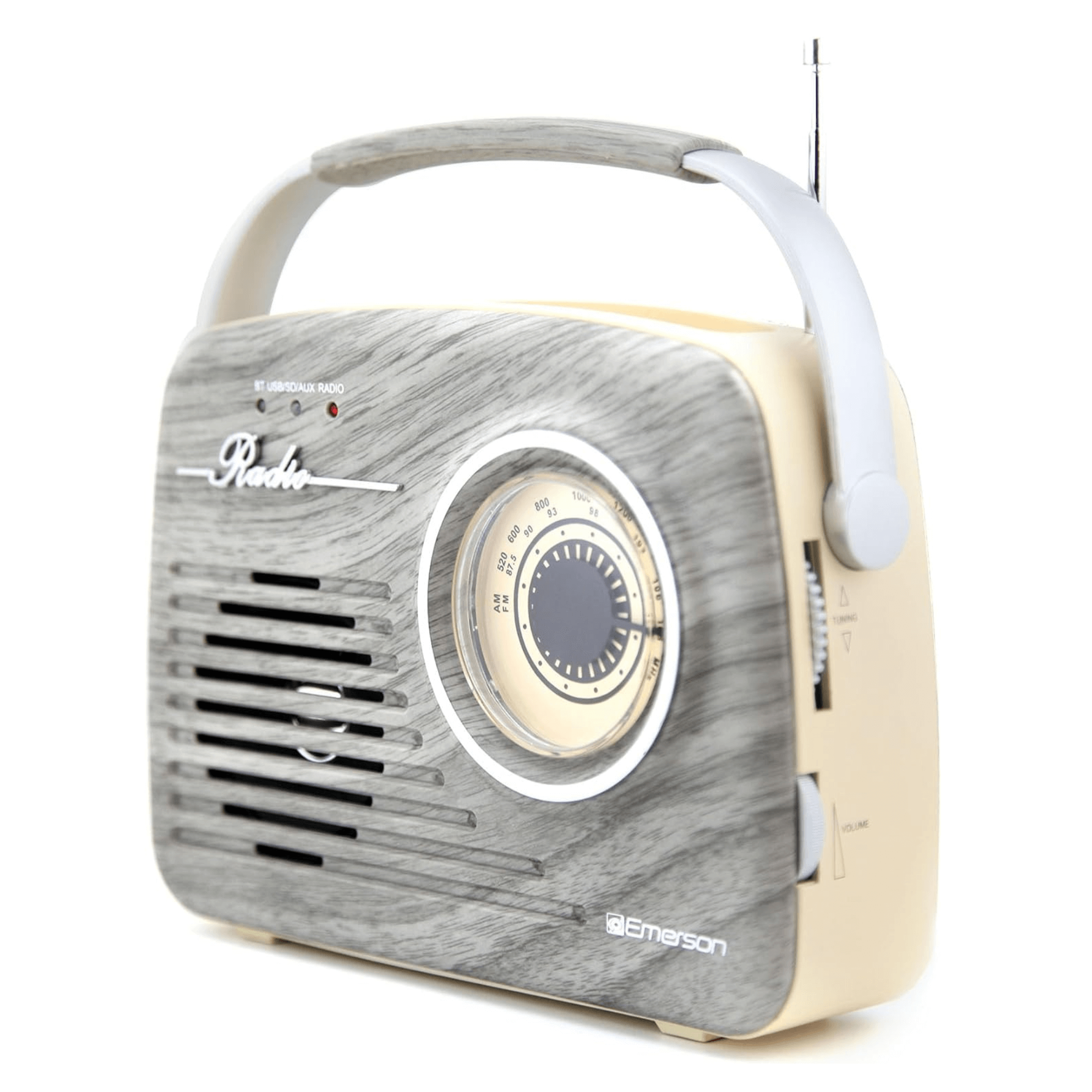 Emerson Portable Retro Radio with Built-In Rechargeable Battery and Memory Set Jupiter Gear Home