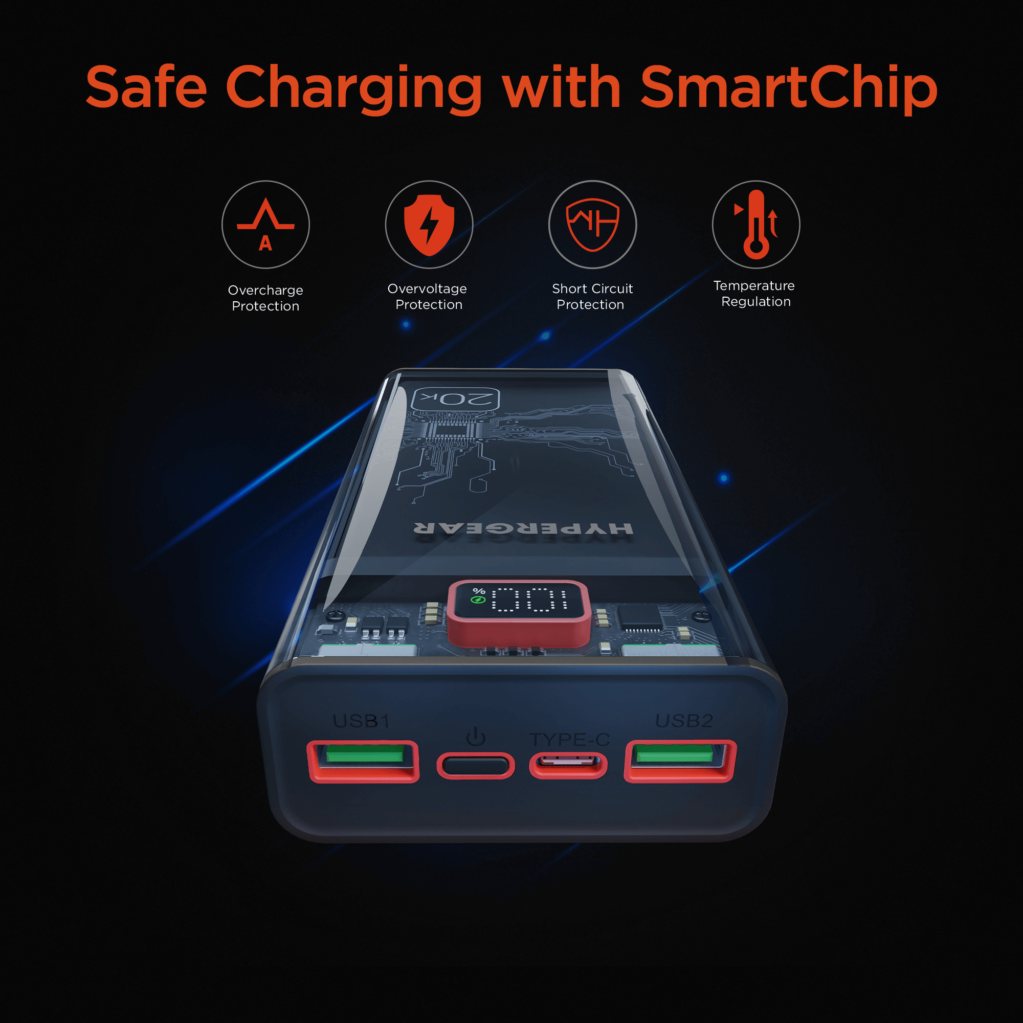 HyperGear ClearCharge XL 20000mAh Transparent PD Power Bank Jupiter Gear Home