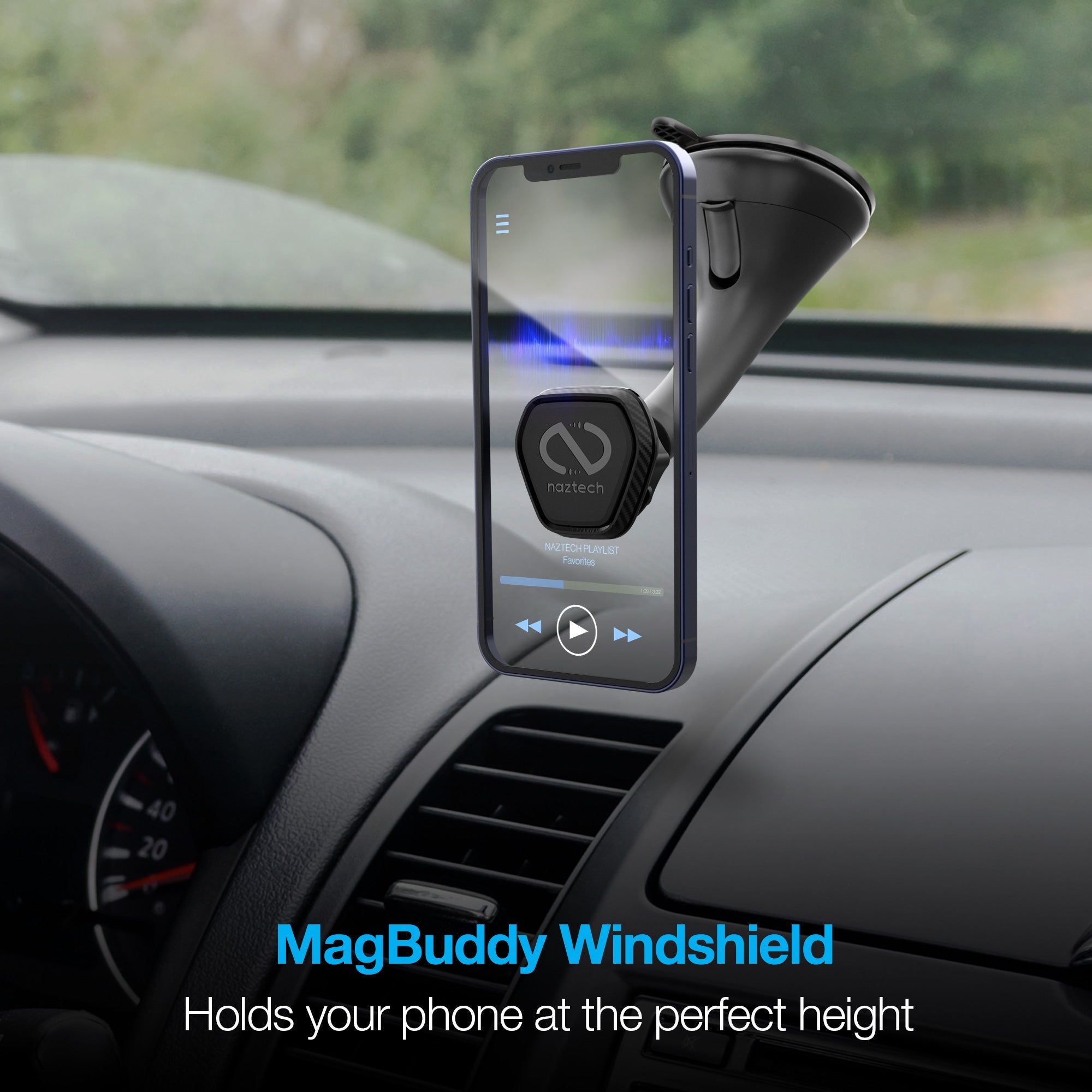 Naztech MagBuddy Elite Windshield Mount with Quick & Easy Installation Jupiter Gear Home