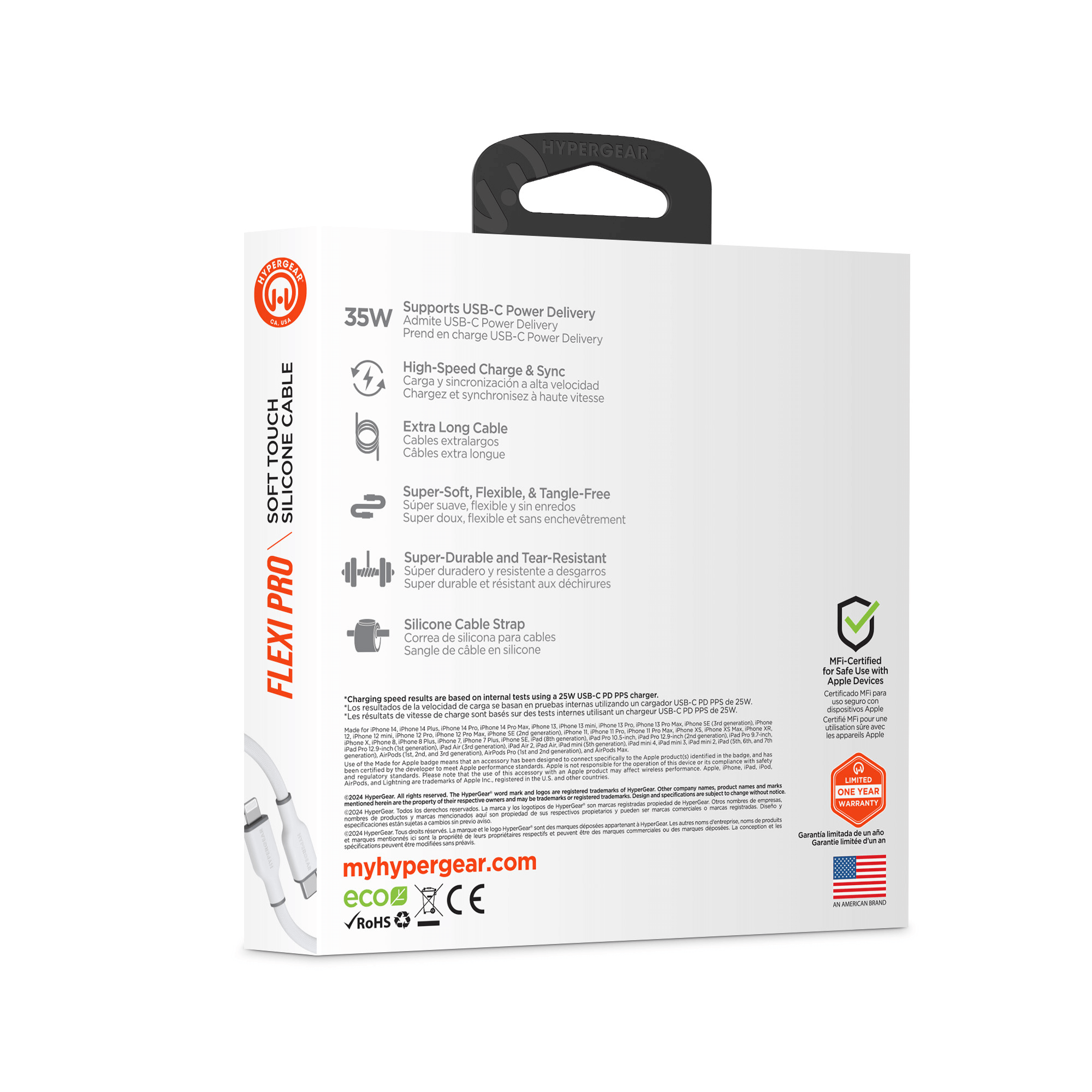 HyperGear Flexi PRO USB-C to Lightning Cable 10ft Jupiter Gear Home