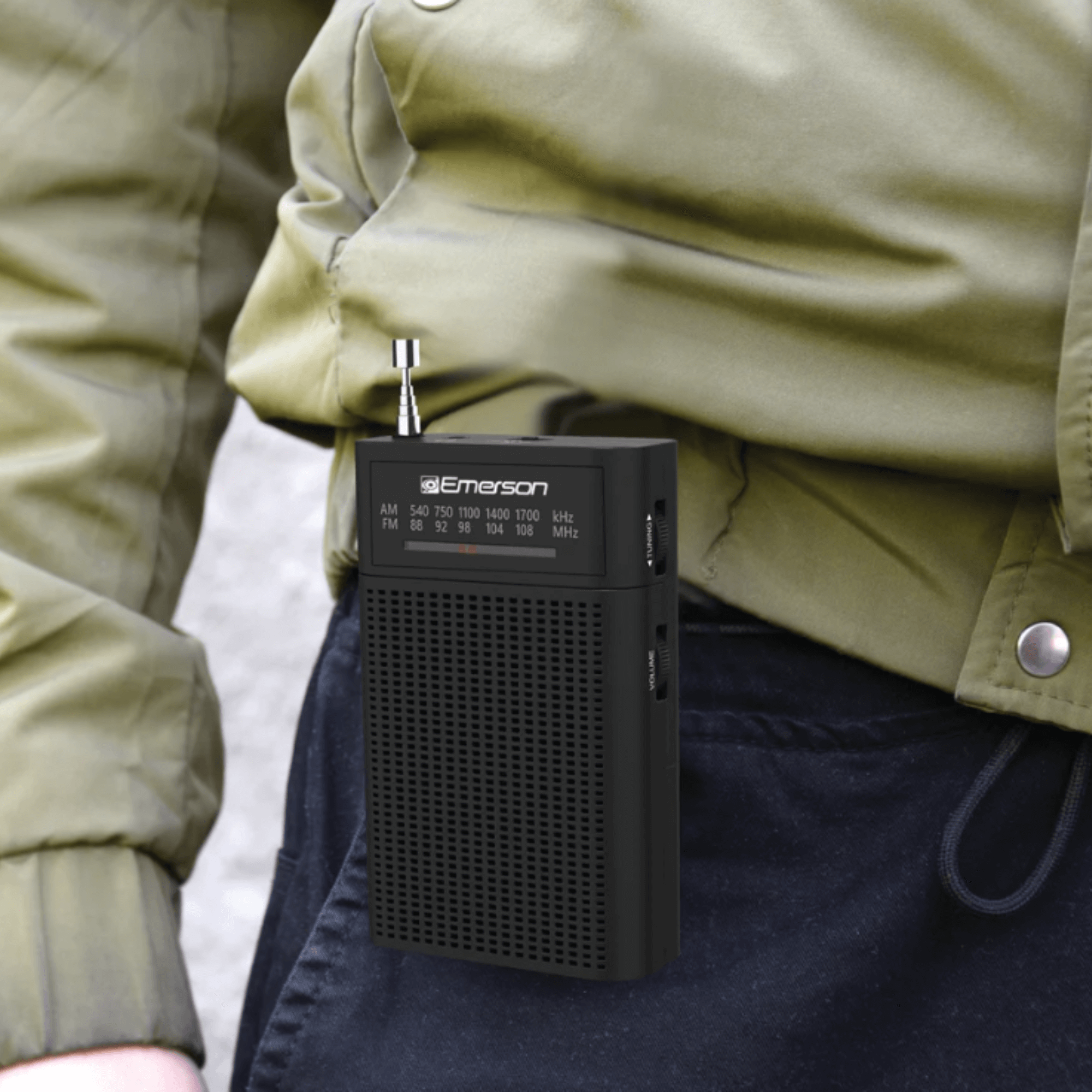 Emerson Portable AMFM Radio with Built-In Speaker and Easy Removable Belt Clip Jupiter Gear Home