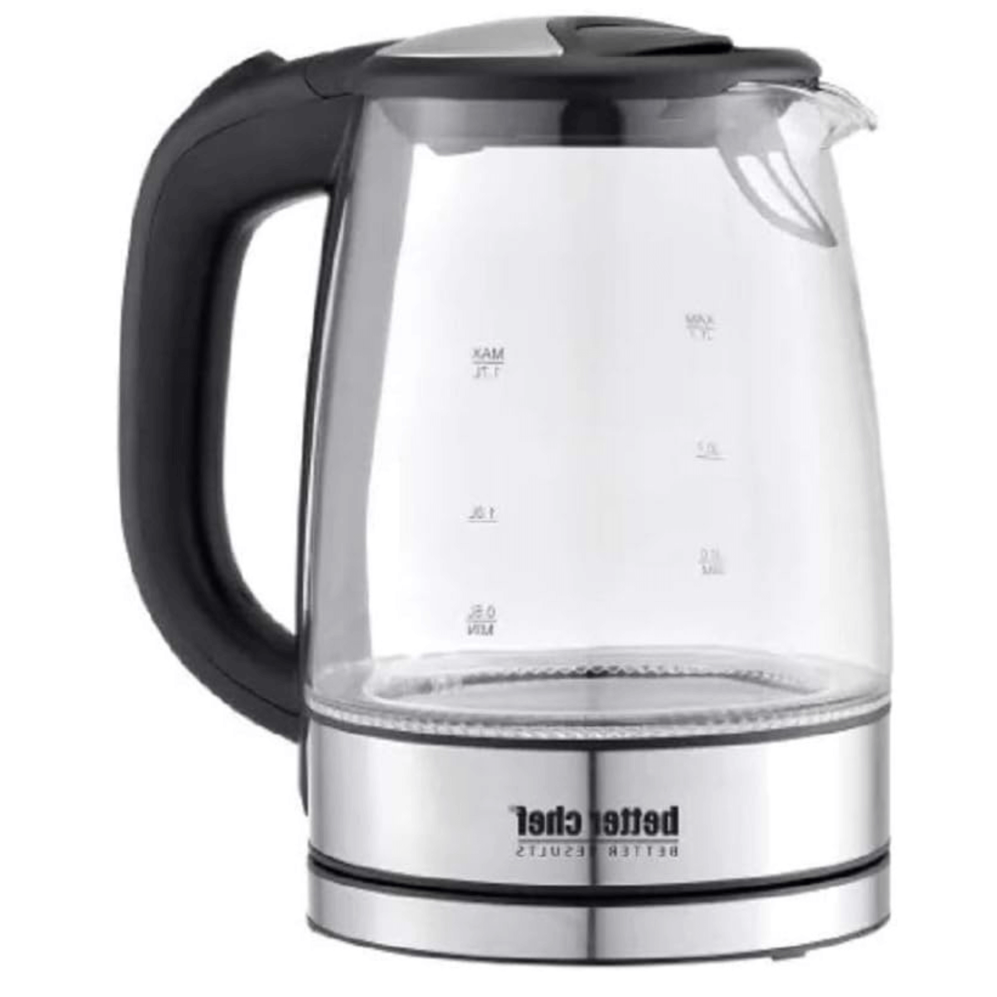 Better Chef 1100W 7-Cup Cordless Electric Borosilicate Glass Kettle with Stainless Steel Accents Jupiter Gear Home
