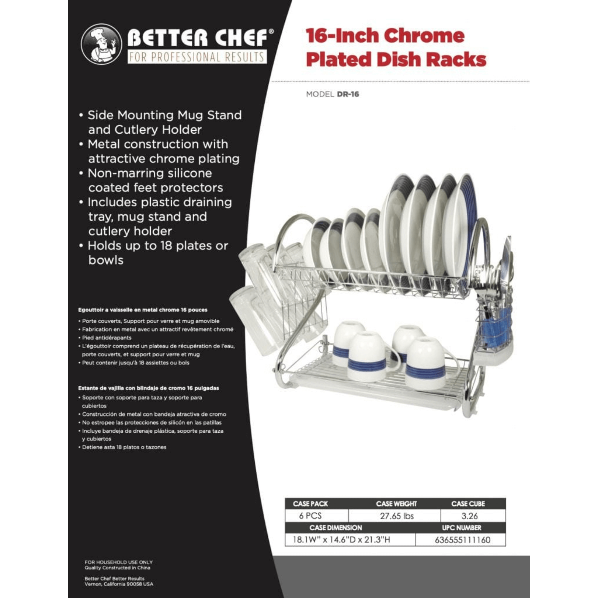 Better Chef 16" 2-Level Chrome-Plated S-Shaped Dish Rack Jupiter Gear Home
