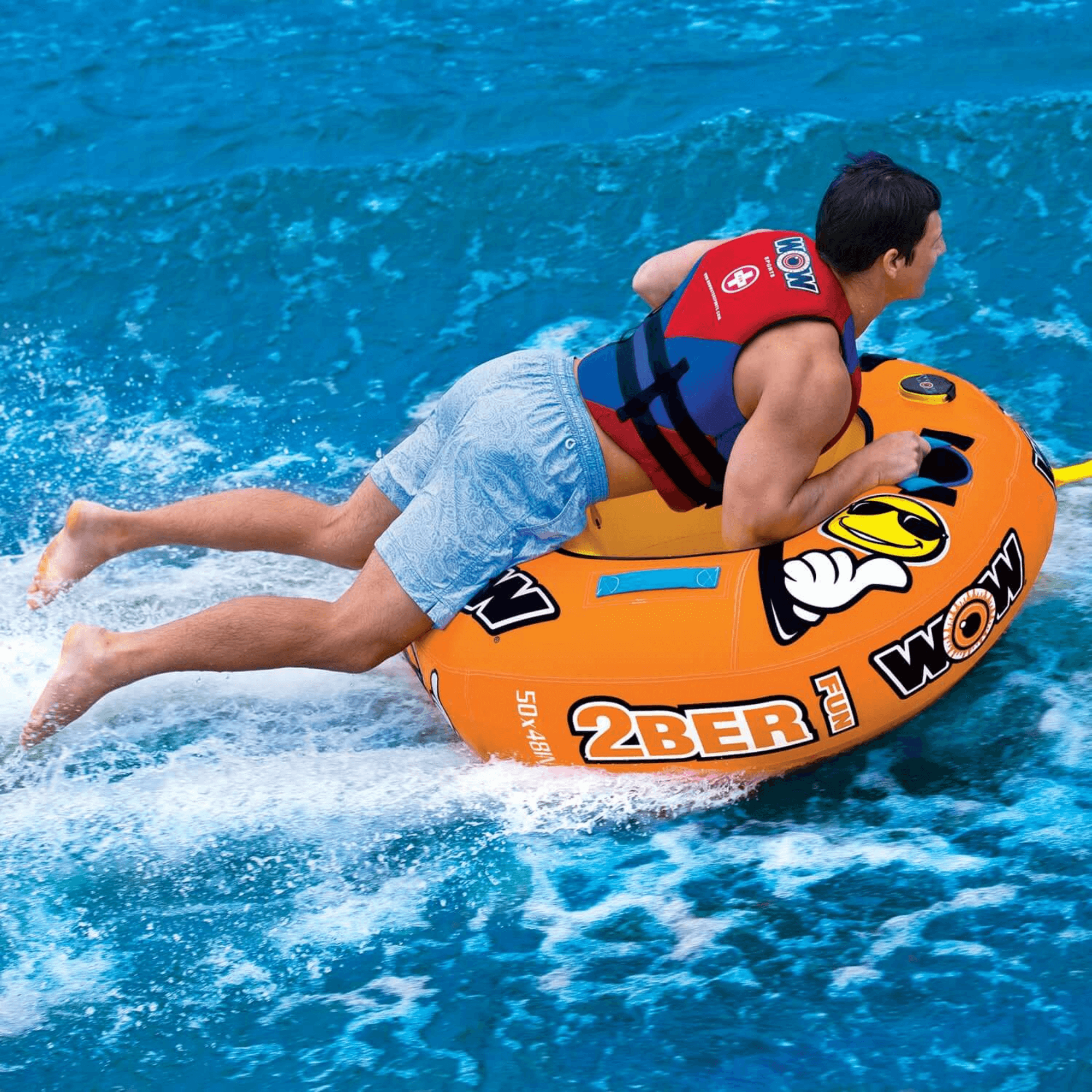 WOW Watersports 2Ber 1 Person Inflatable Towable Tube Starter Kit Jupiter Gear Home