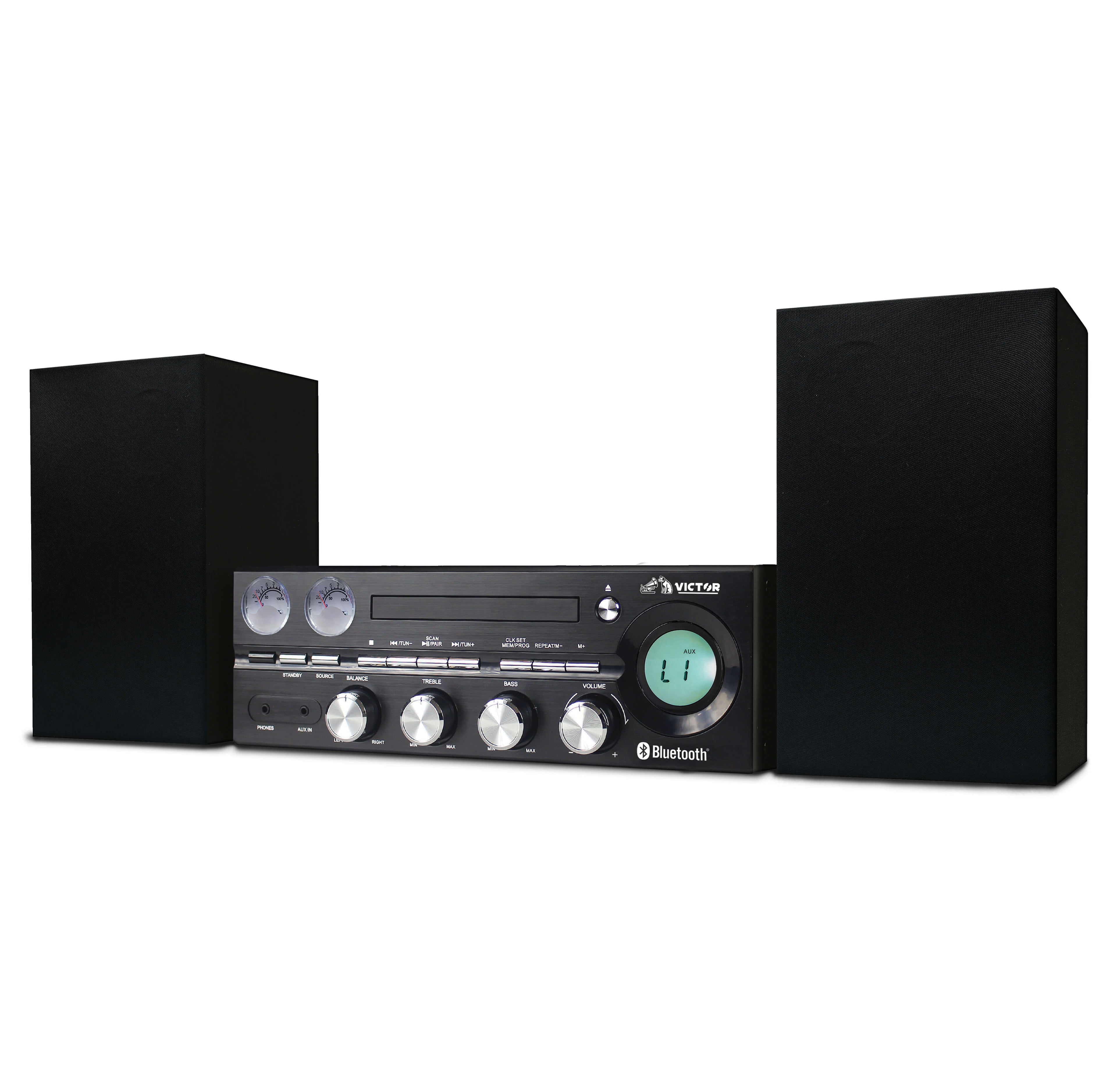 Victor Milwaukee 50W Desktop CD Stereo System w Bluetooth, CD Player & FM Radio Jupiter Gear Home