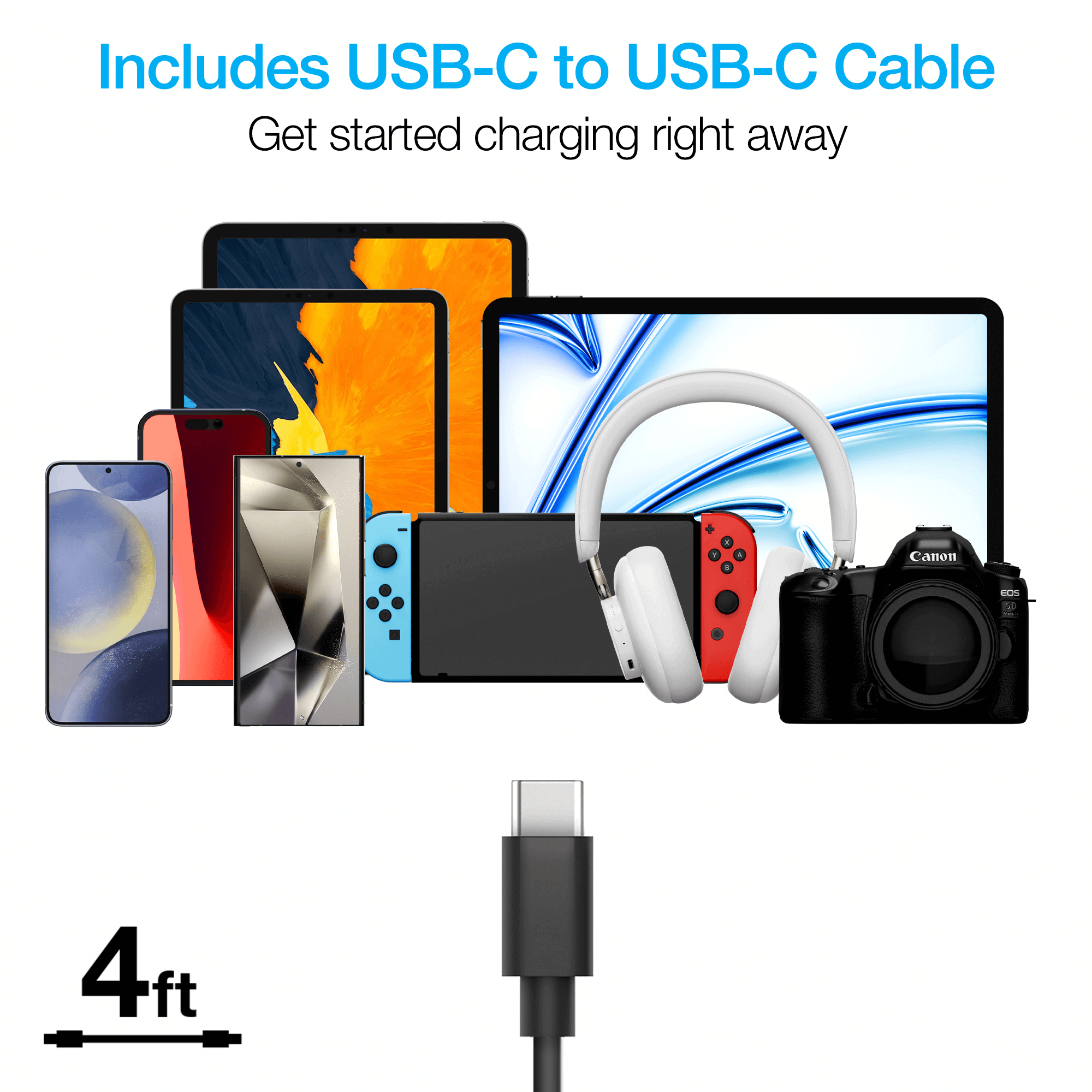 Naztech N420 PD25W+2.4A Car Charger + C - C Cable 4Ft Jupiter Gear Home