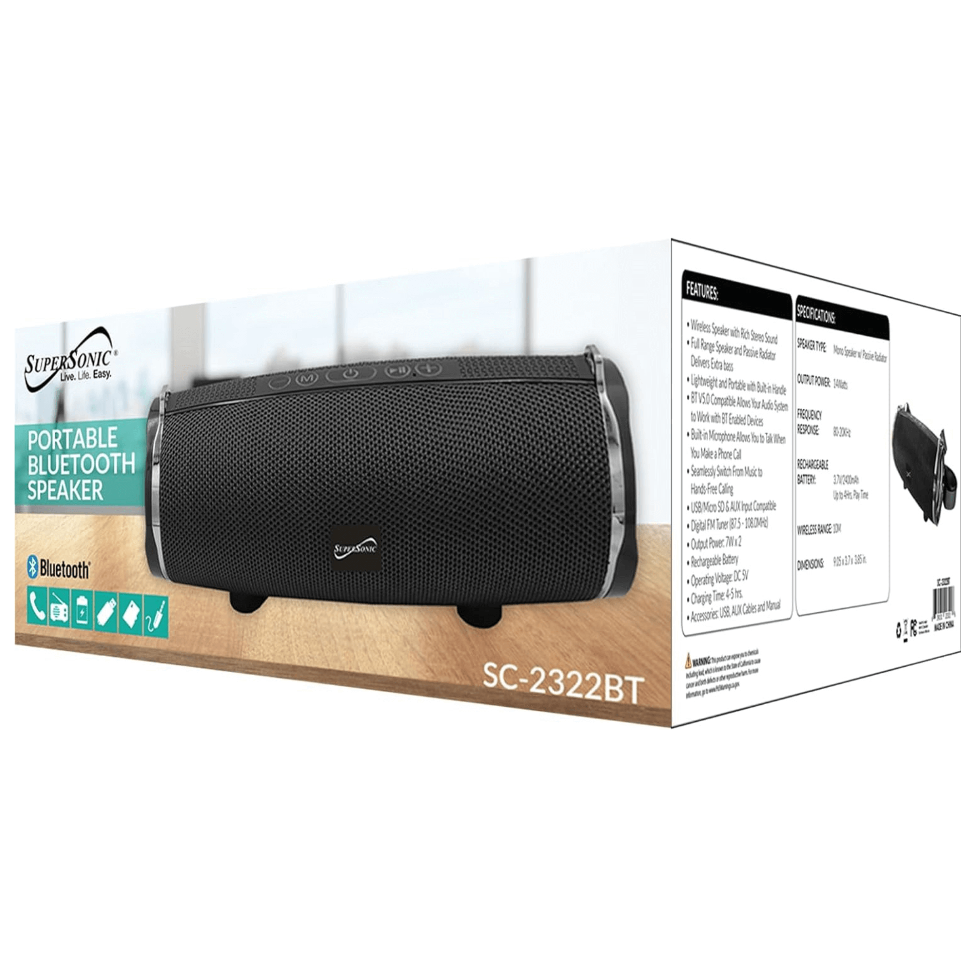 Supersonic Portable Bluetooth Wireless Speaker Jupiter Gear Home