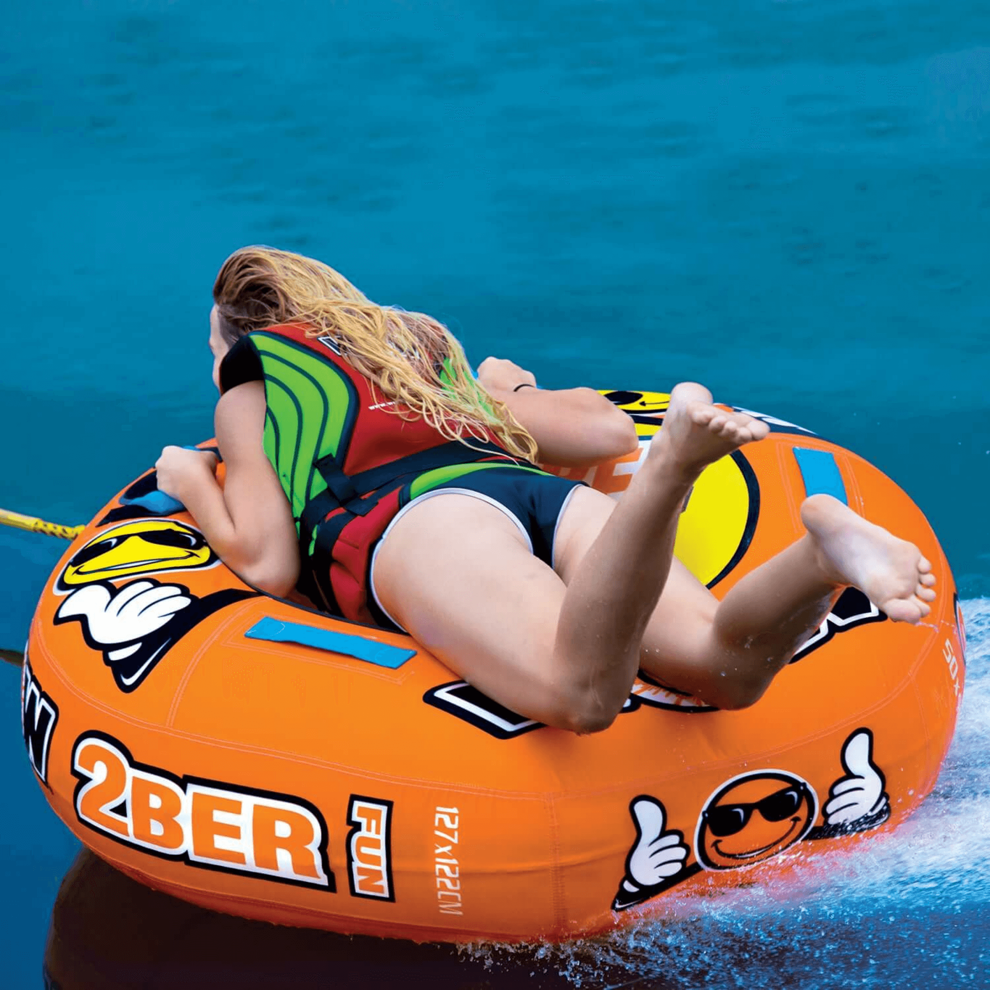WOW Watersports 2Ber 1 Person Inflatable Towable Tube Starter Kit Jupiter Gear Home