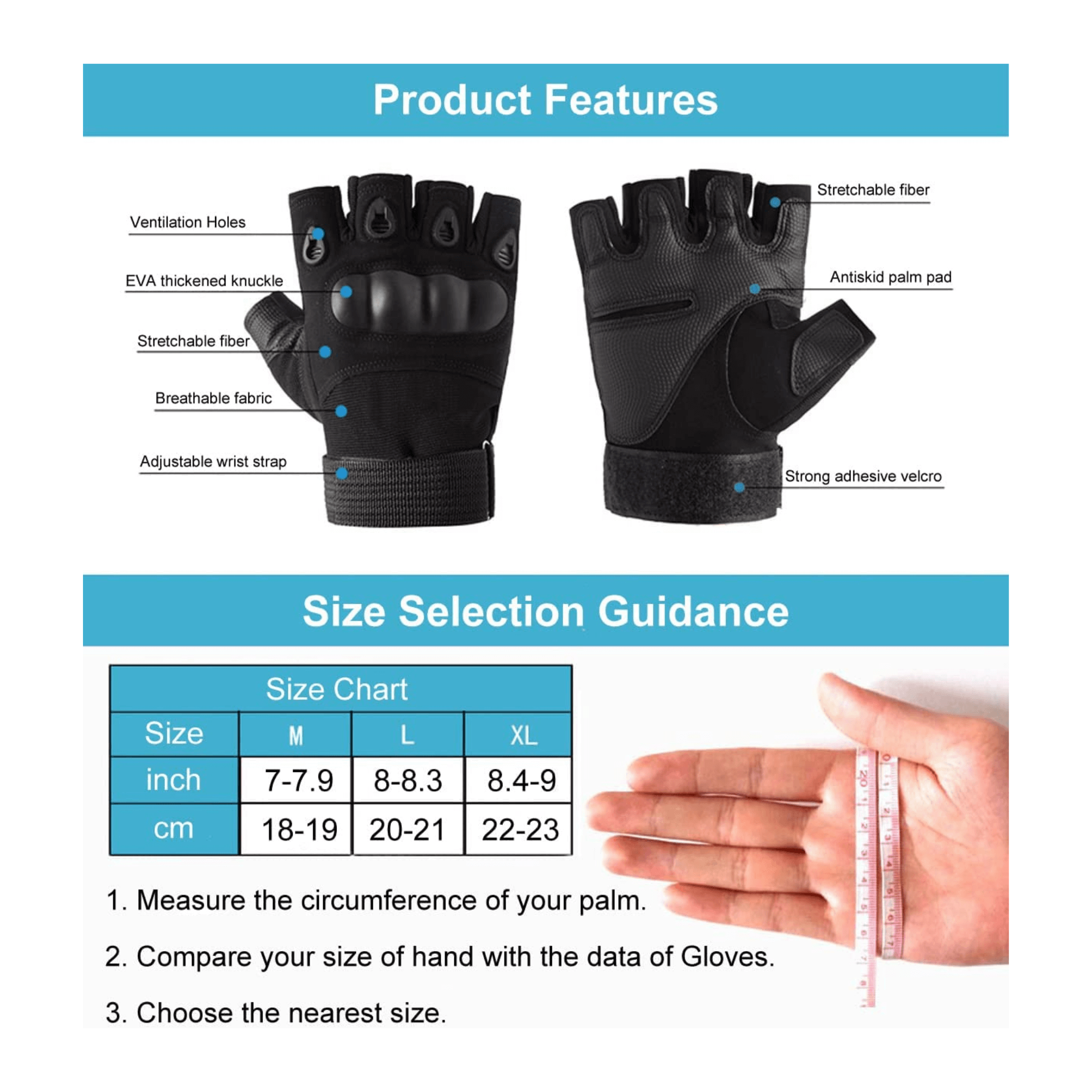 JupiterGear Tactical Military Fingerless Airsoft Gloves for Outdoor Sports, Paintball, and Motorcycling Jupiter Gear Home