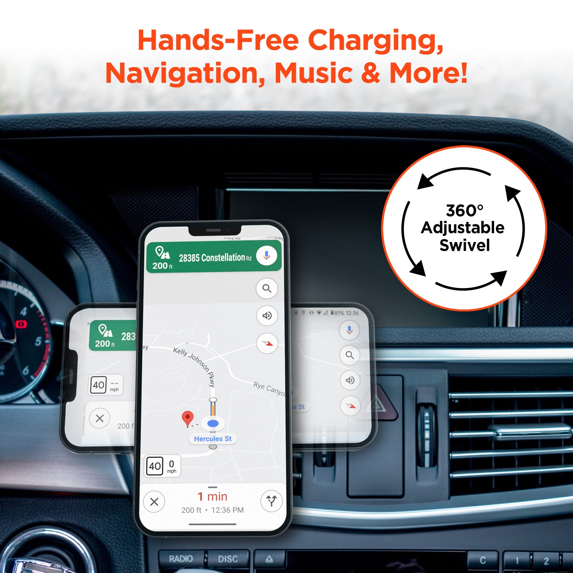 HyperGear MagVent Wireless Car Charging Mount for iPhone 13 Jupiter Gear Home