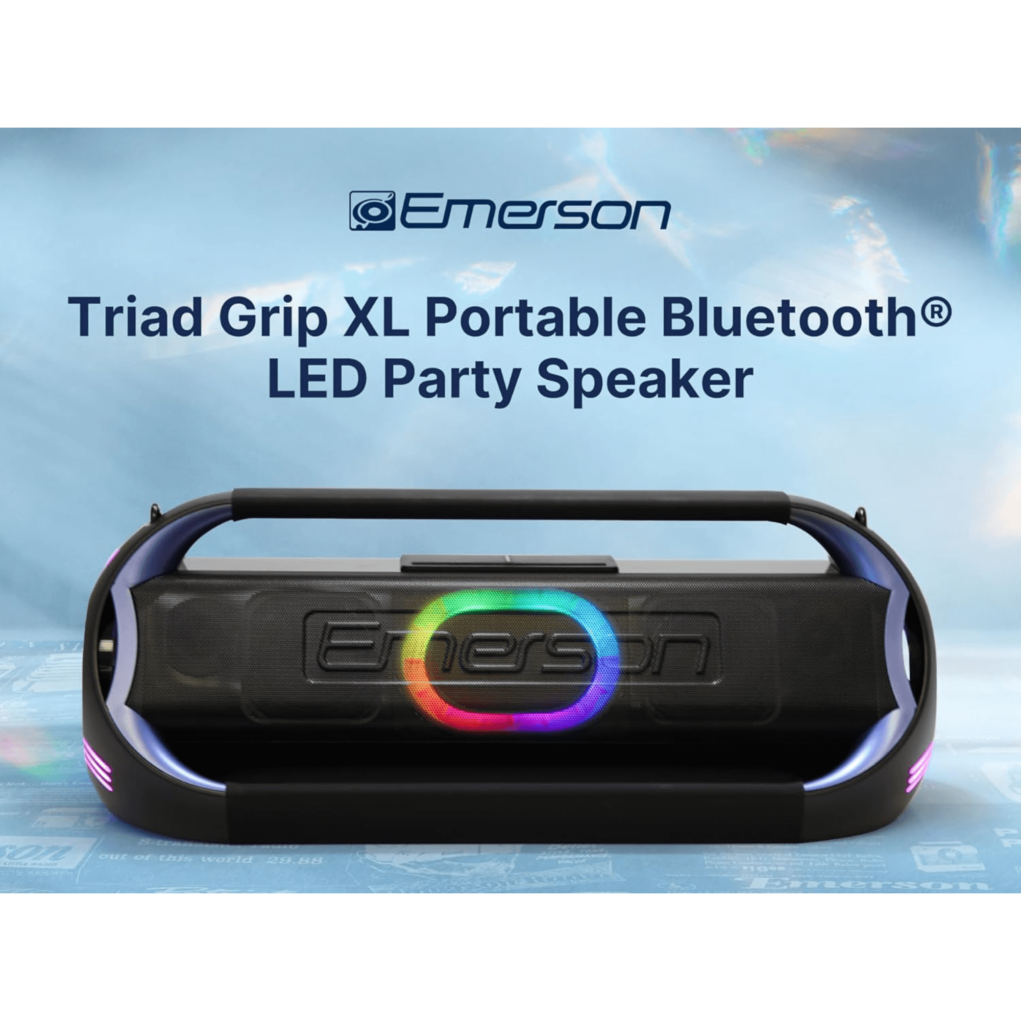 Emerson Triad Grip XL Portable Bluetooth LED Party Speaker Jupiter Gear Home