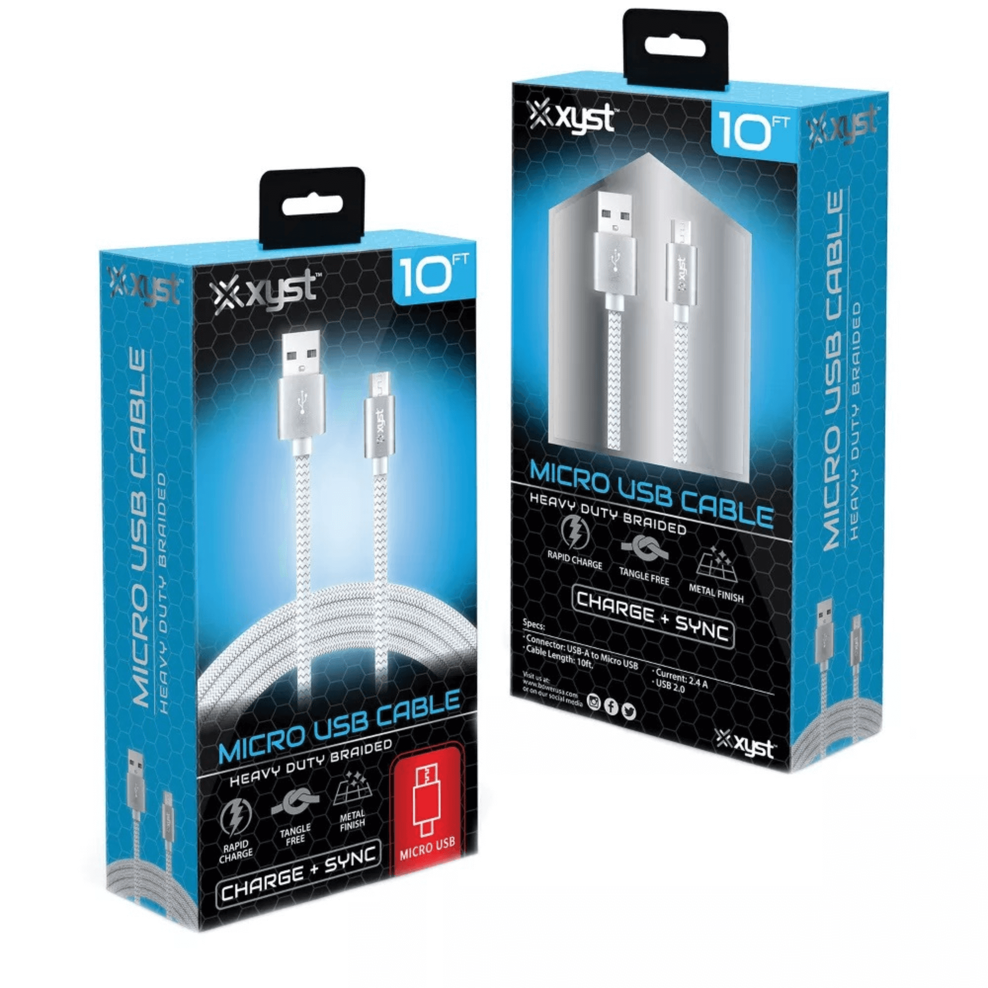 Xyst Charge and Sync USB to Micro USB Braided Cable 10Ft Jupiter Gear Home