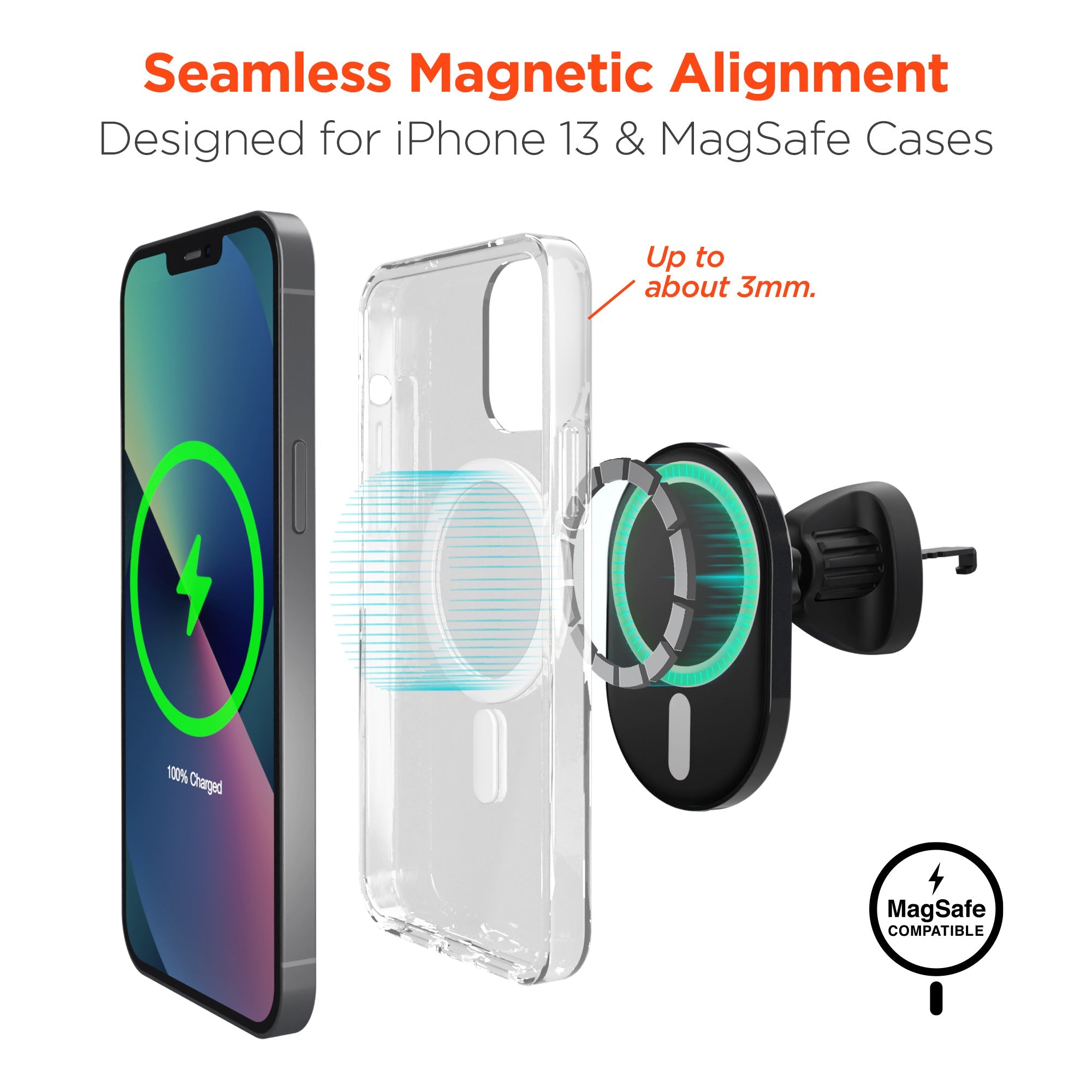 HyperGear MagVent Wireless Car Charging Mount for iPhone 13 Jupiter Gear Home