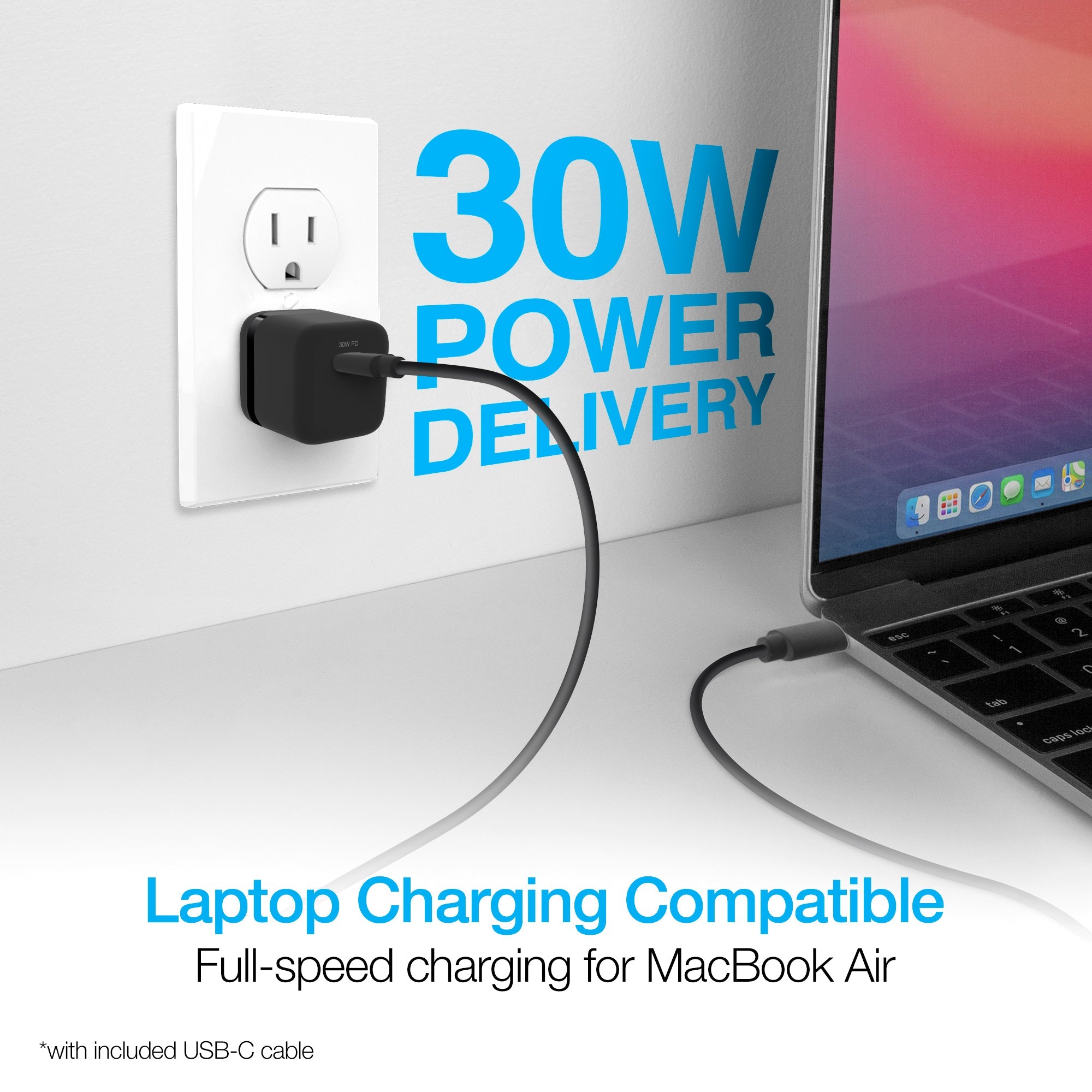 Naztech 30W PD Wall Charger + USB-C to USB-C Cable 6ft for Traveling Jupiter Gear Home