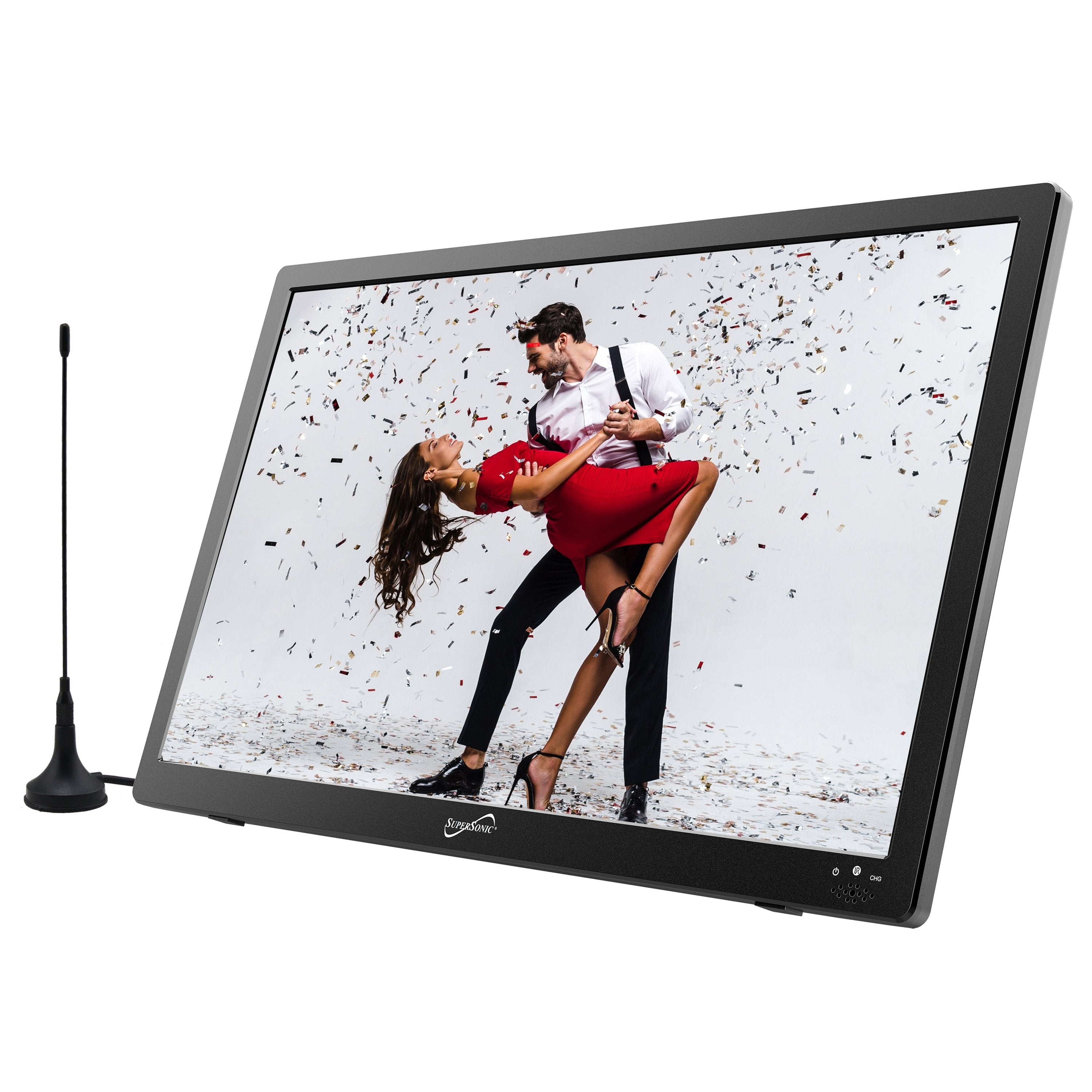 Supersonic Portable 16" 12 Volt Digital LED TV with USB, SD, and HDMI Input, Built-in Rechargeable Lithium Ion Battery and FM Radio (SC-2816) Jupiter Gear Home