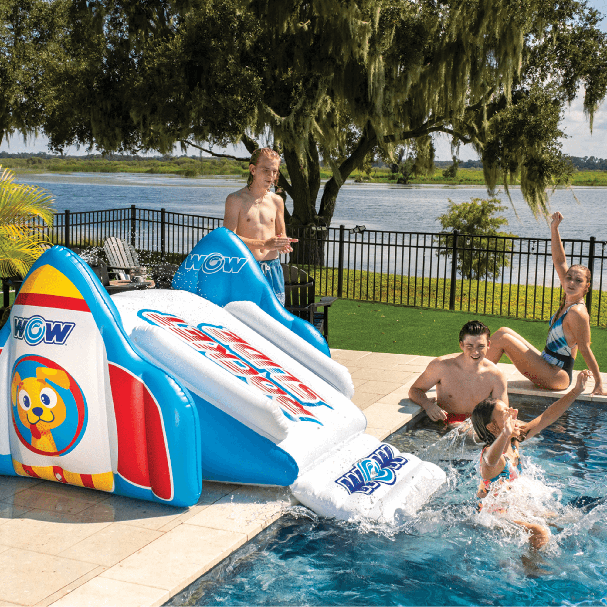 WOW Watersports Rocket Pool Slide with Built-In Sprinklers and Fast Set-Up Jupiter Gear Home