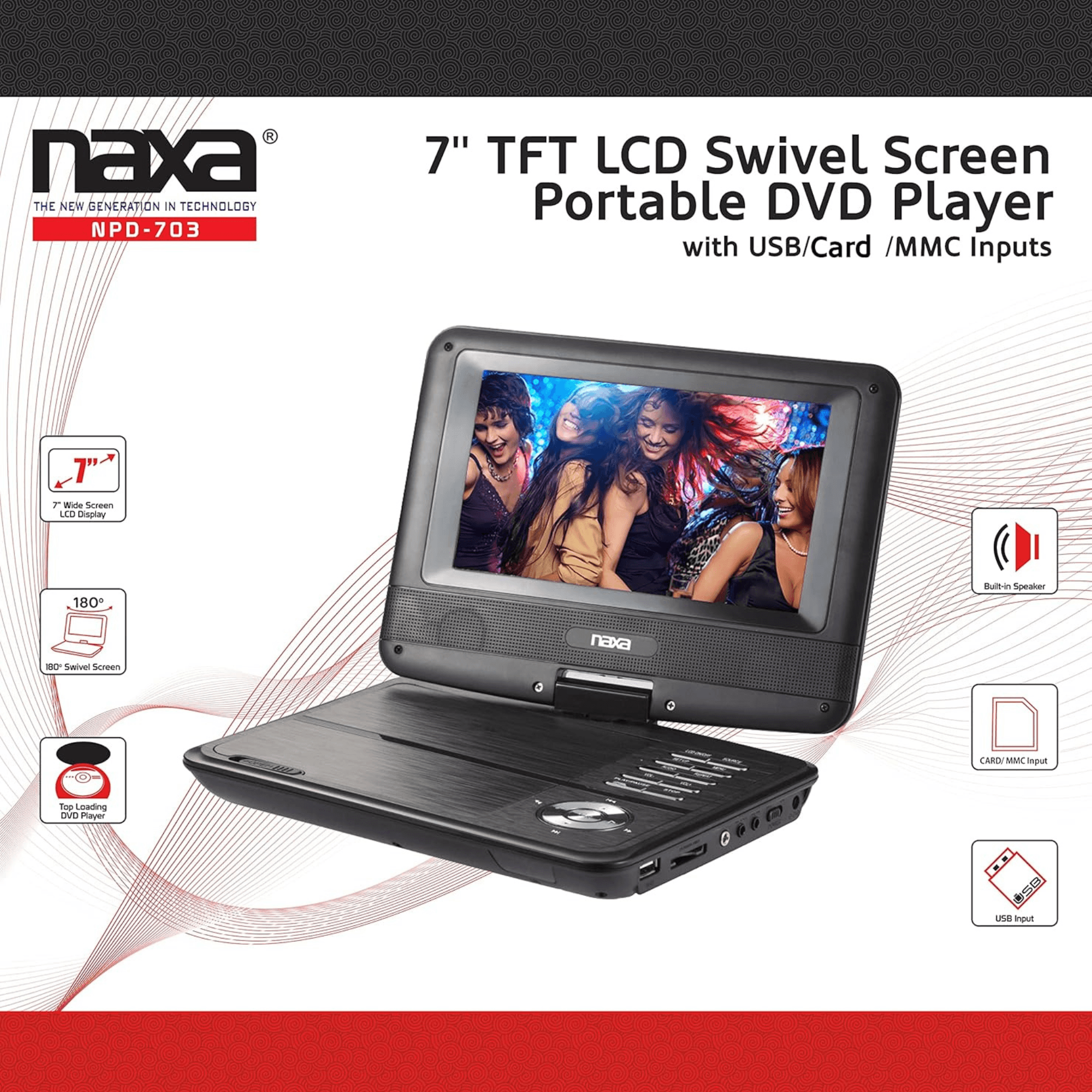 Naxa 7" TFT LCD Swivel Screen Portable DVD Player - Refurbished Jupiter Gear Home